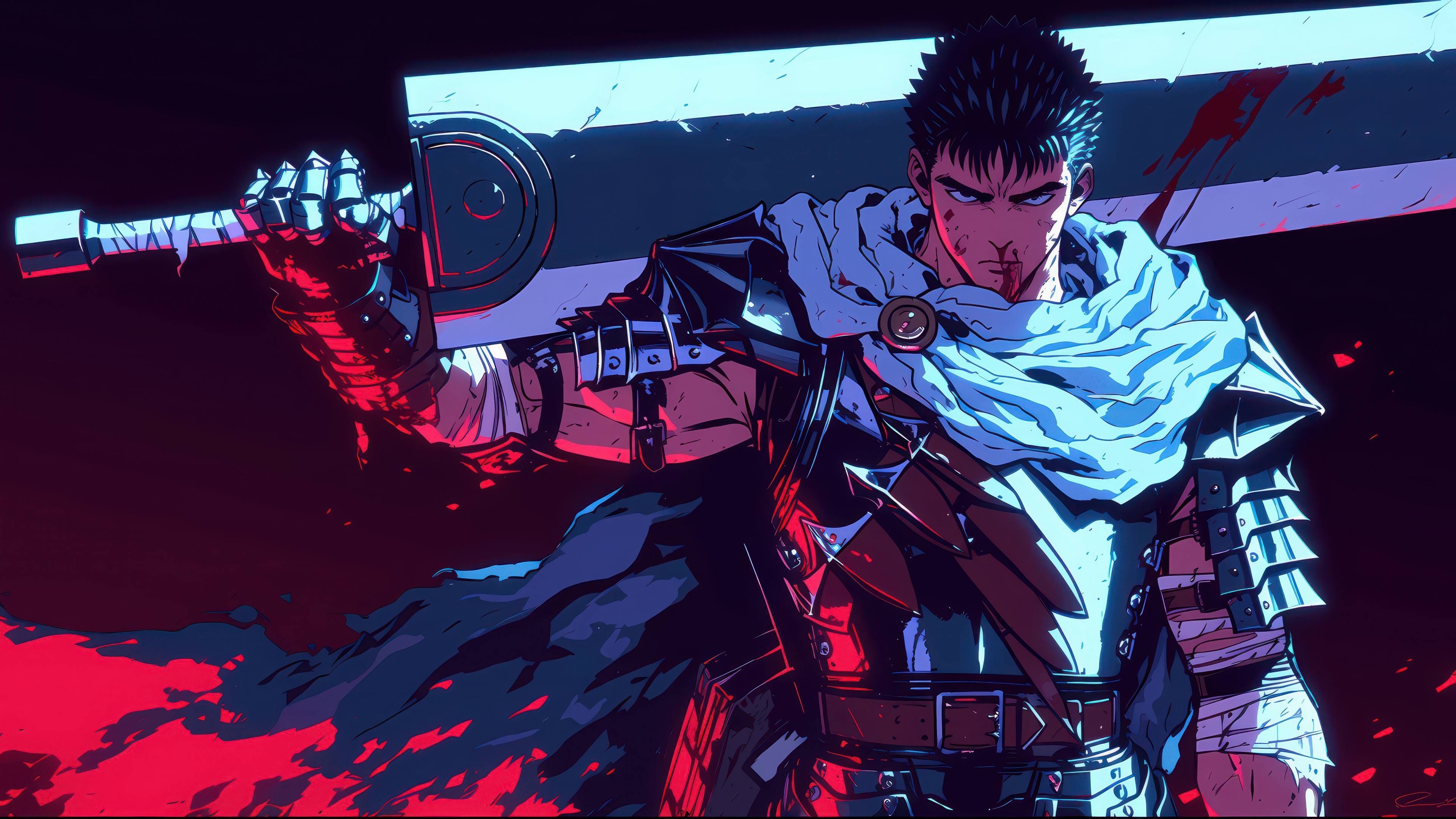 Guts from the Berserk manga series wearing his Berserker Armor and wielding the Dragon Slayer sword.