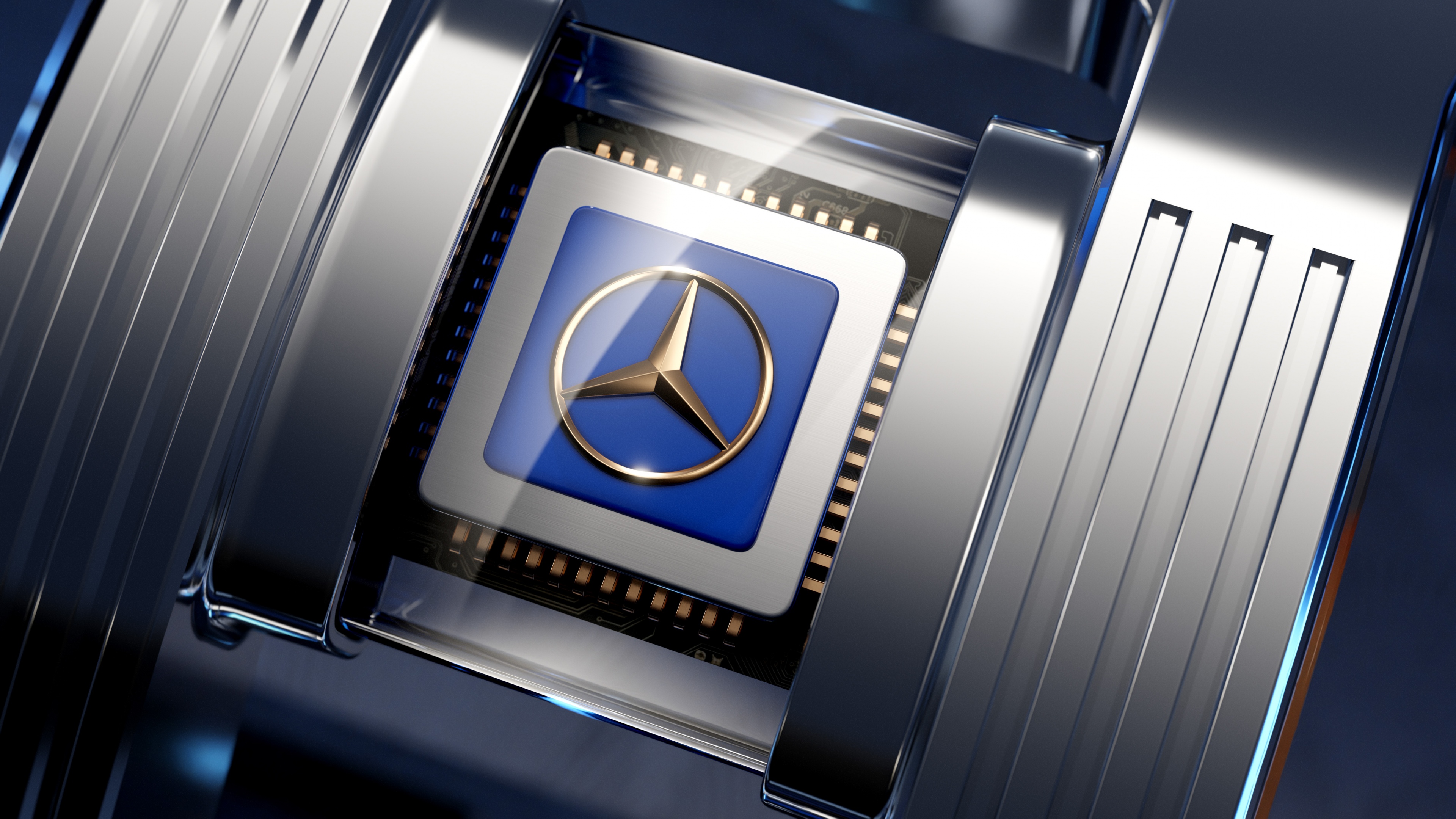 A high-resolution, futuristic depiction of the Mercedes-Benz Vision Iconic emblem and concept branding.