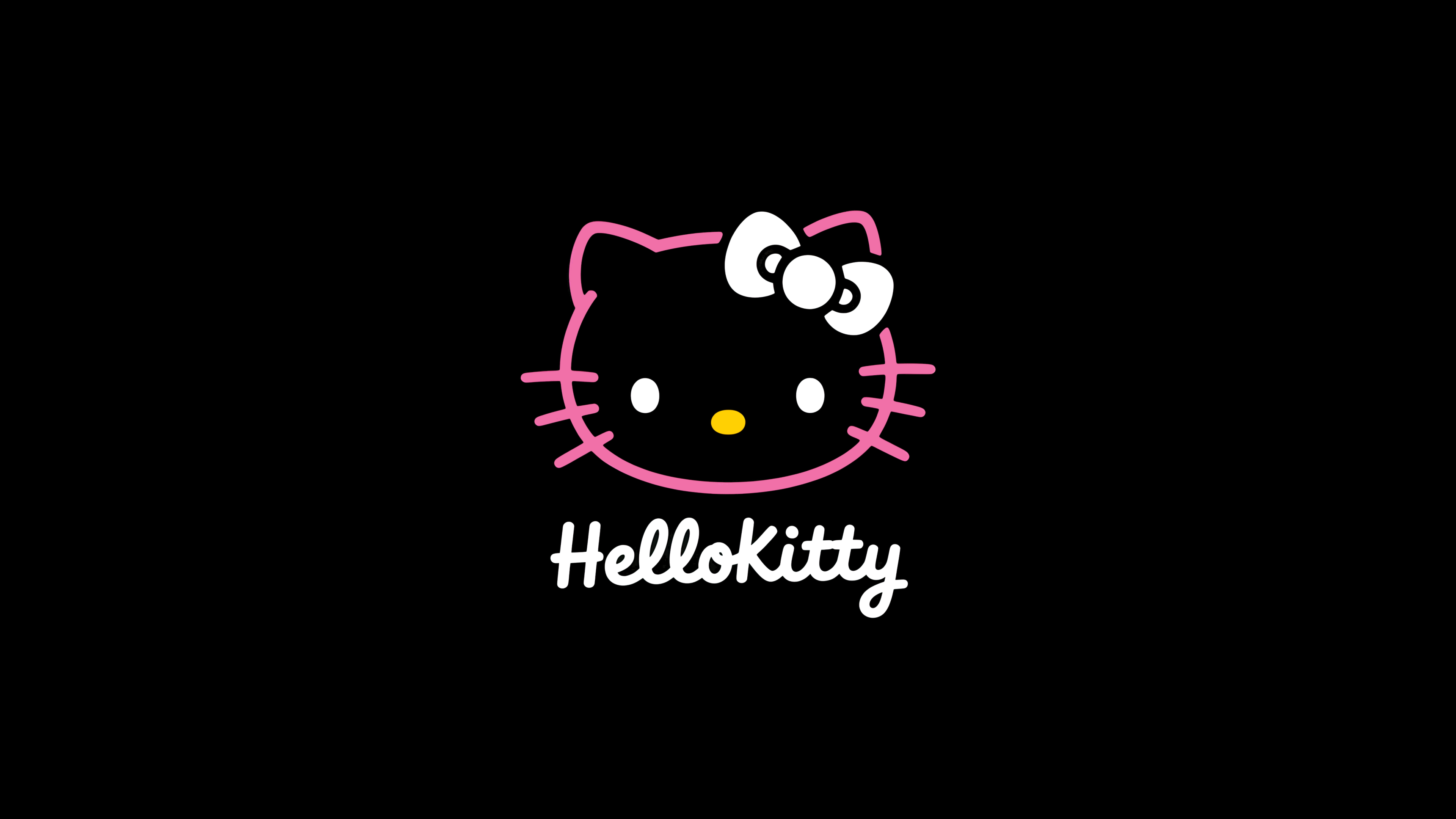Minimalist Hello Kitty Sanrio character on a solid black AMOLED background.