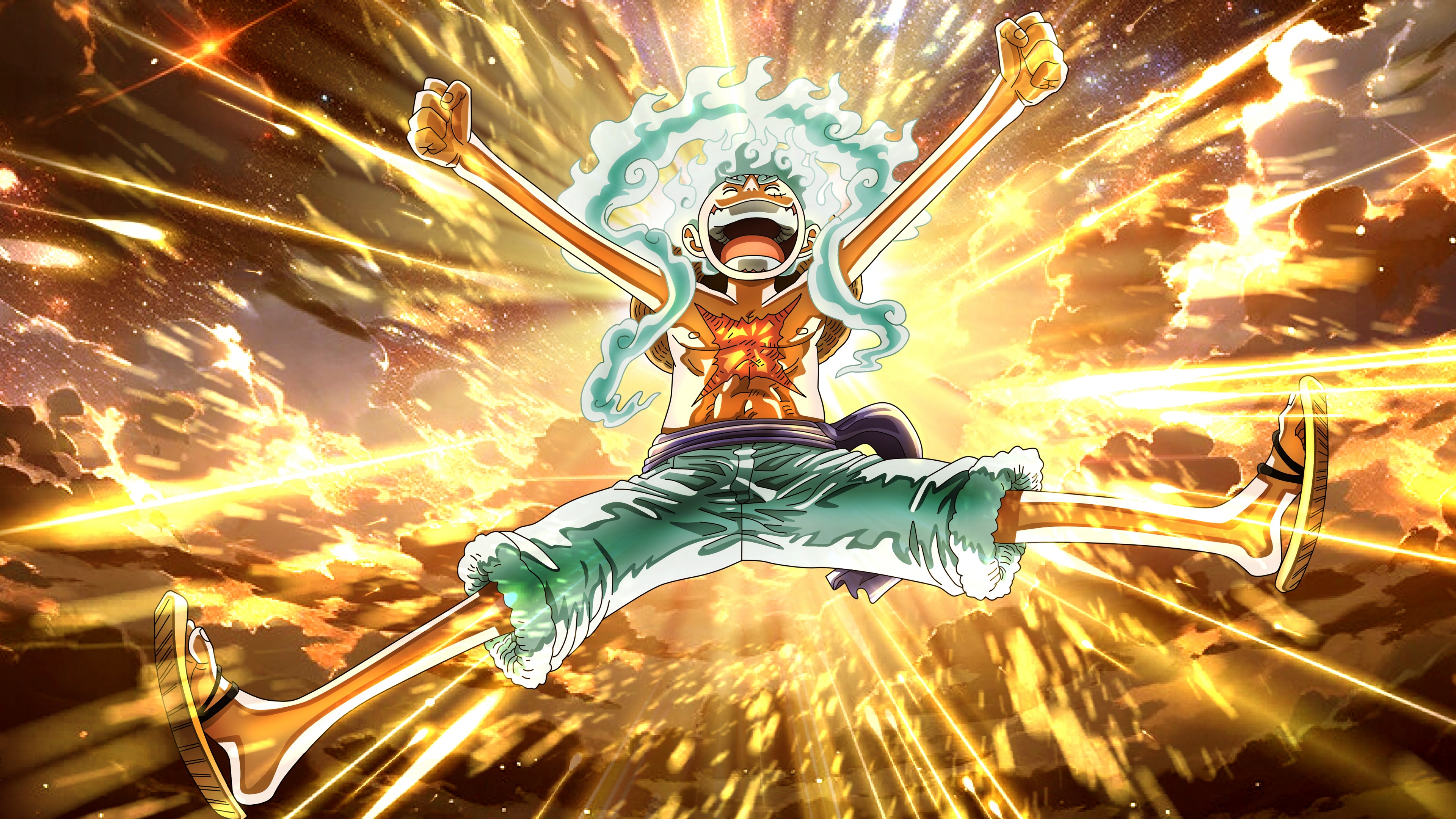 Monkey D. Luffy in his Gear 5 awakened state from the One Piece anime