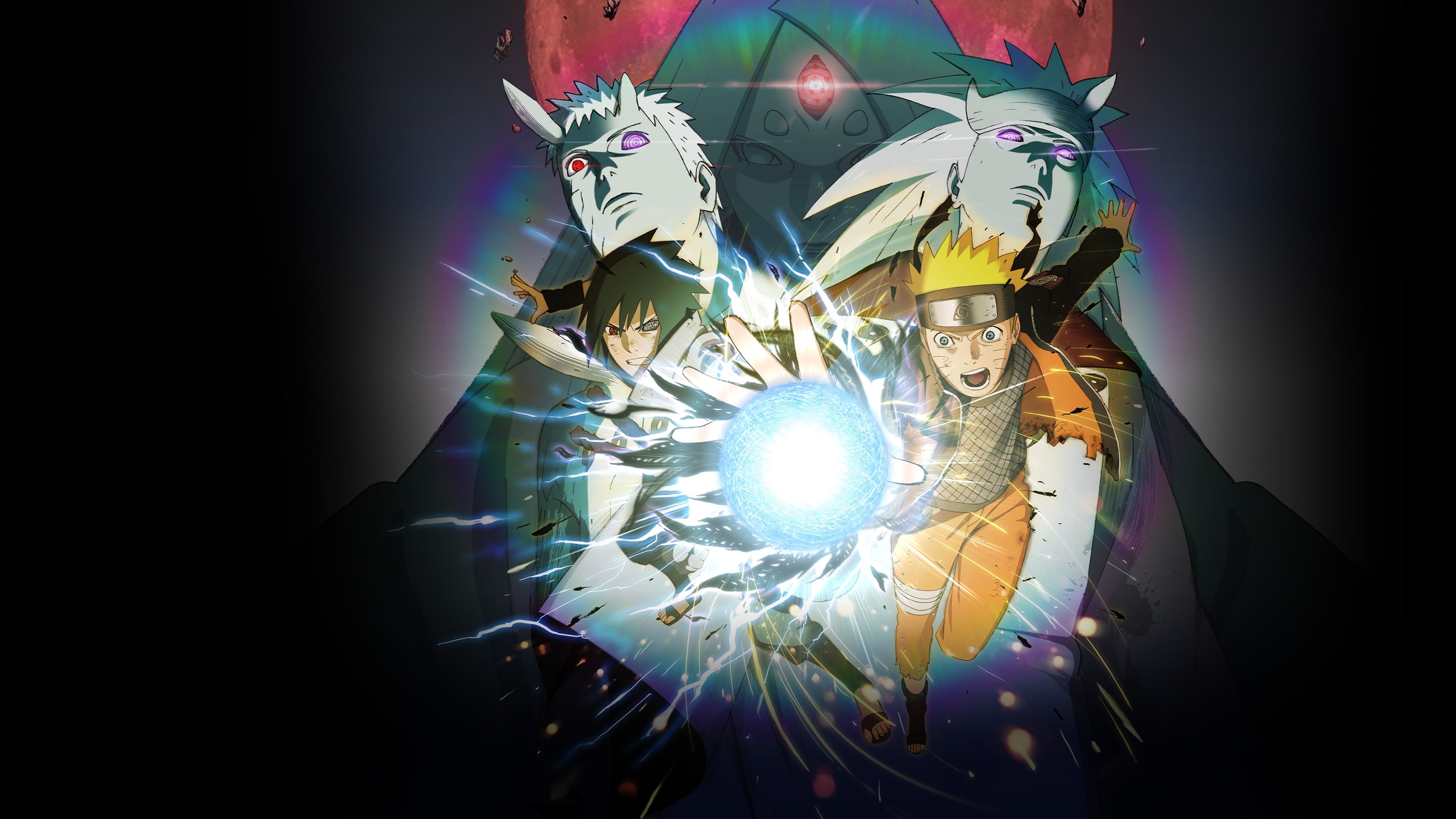 Cinematic fighting game poster showcasing Naruto Uzumaki and Sasuke Uchiha from Naruto Shippuden in battle.