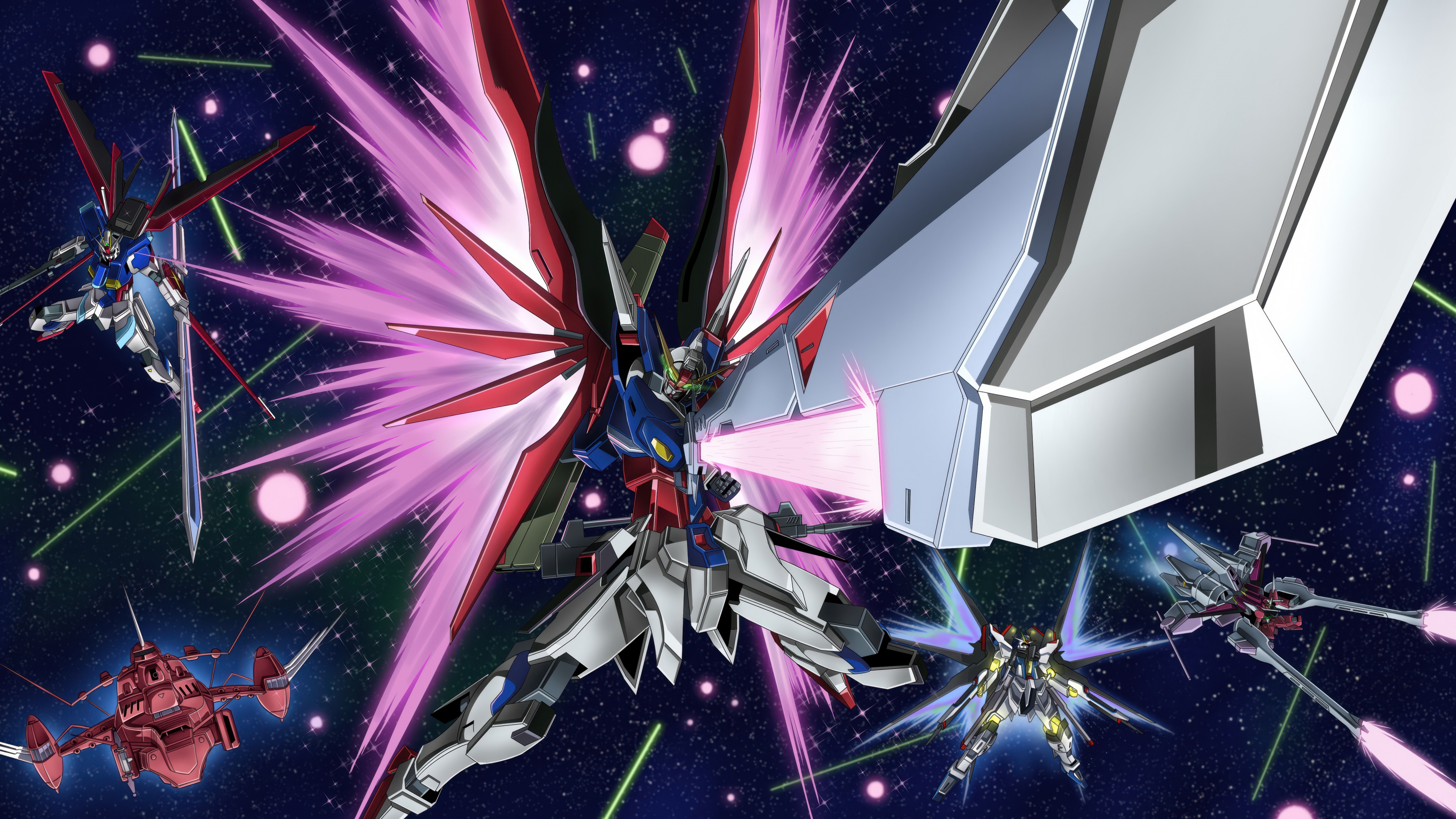 A highly detailed, cinematic view of the Strike Gundam mobile suit from Mobile Suit Gundam SEED.