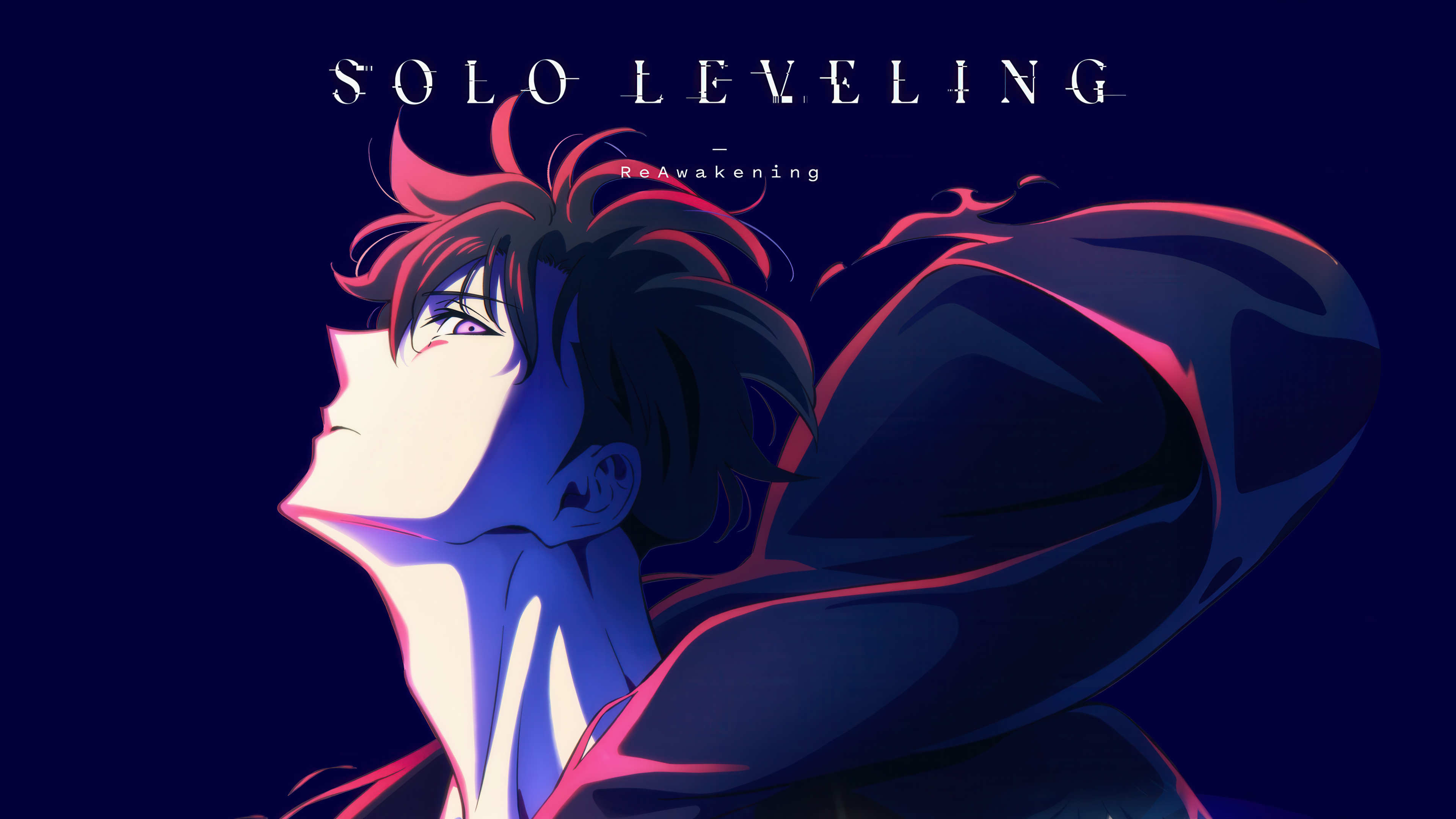 Cinematic portrait of Sung Jinwoo, the Shadow Monarch, from Solo Leveling: ReAwakening.