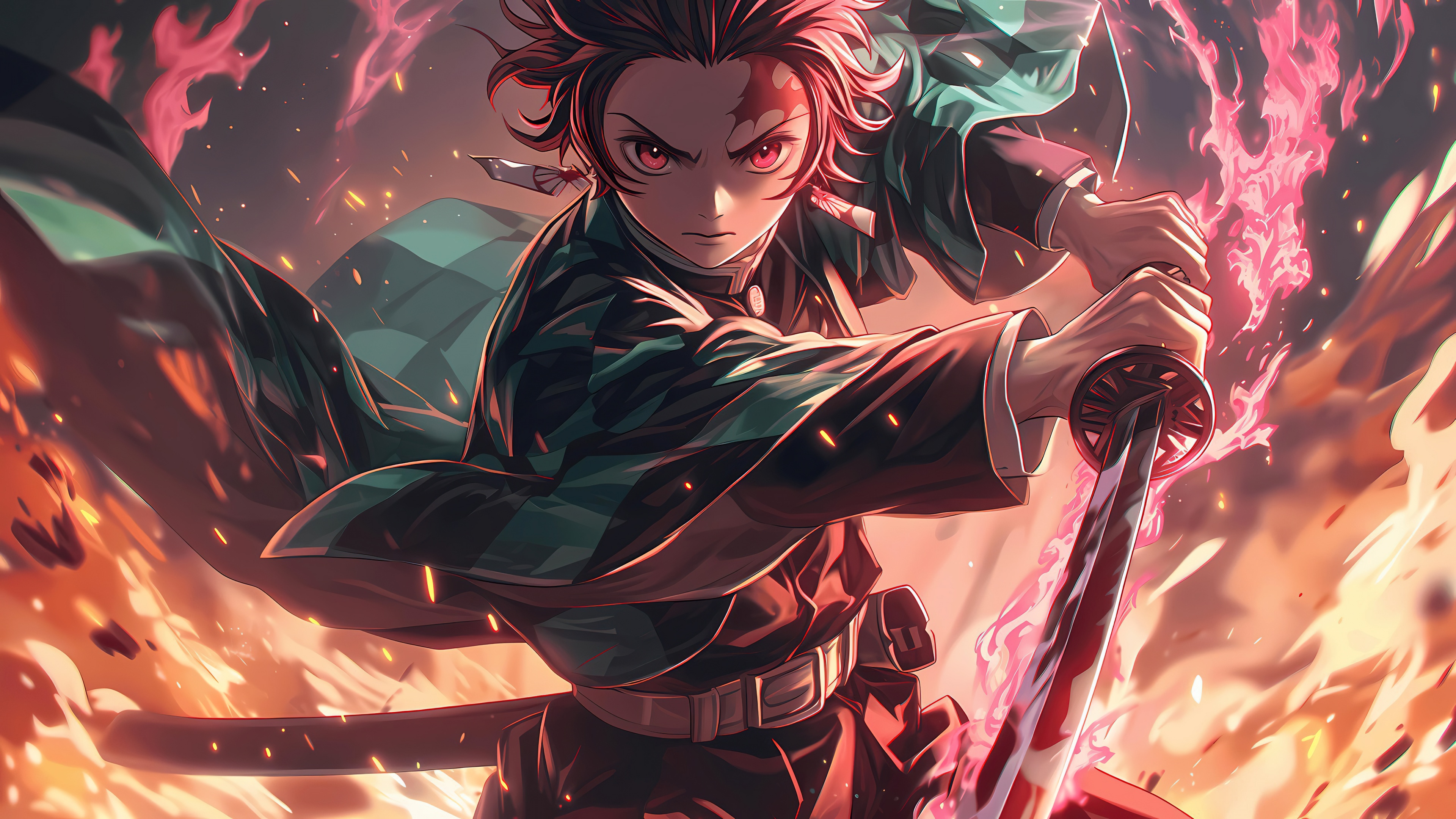 Tanjiro Kamado from Demon Slayer: Kimetsu no Yaiba wielding a katana