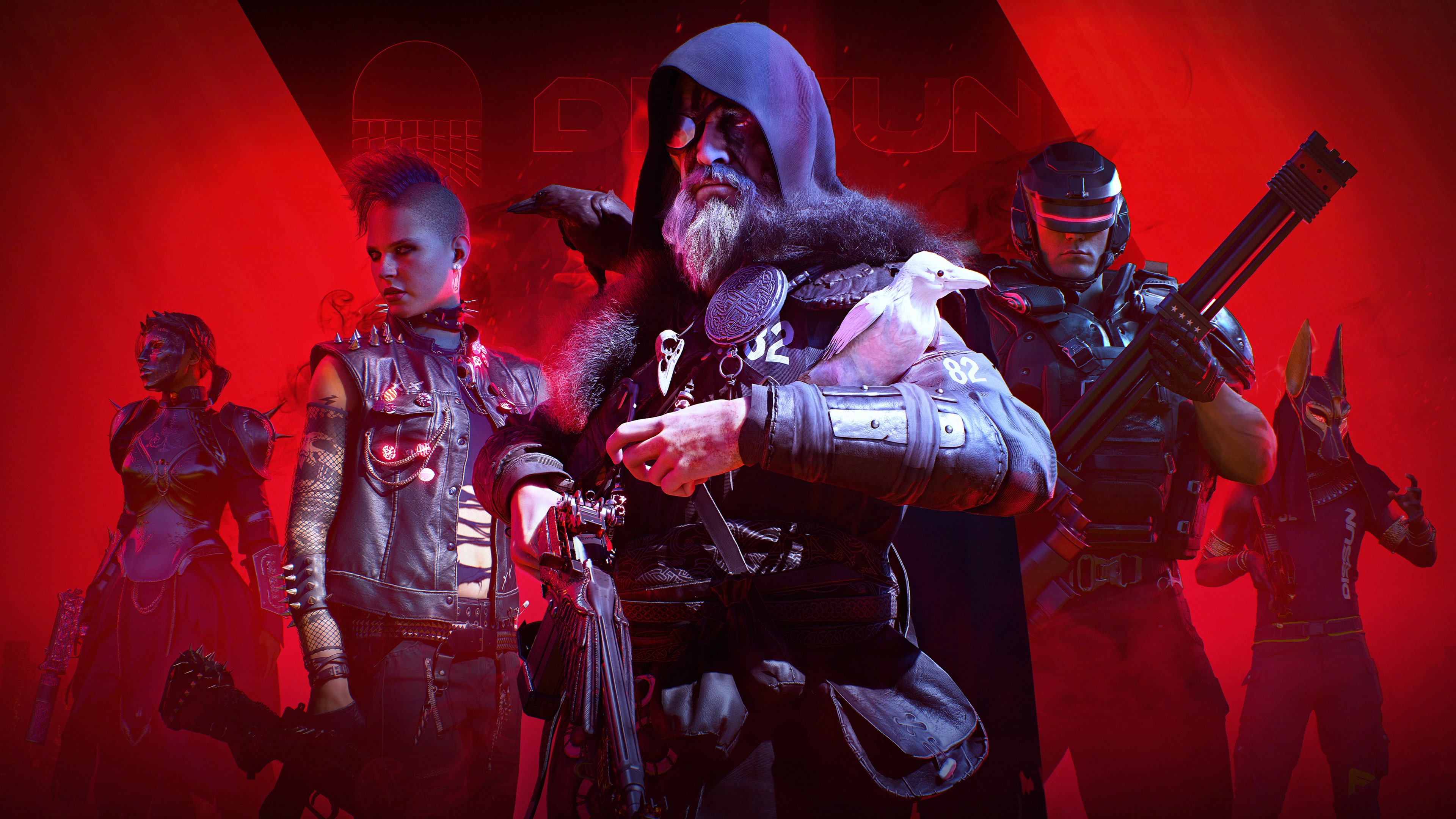 A high-energy promotional poster for The Finals Season 8 featuring a combatant against a bright red backdrop.