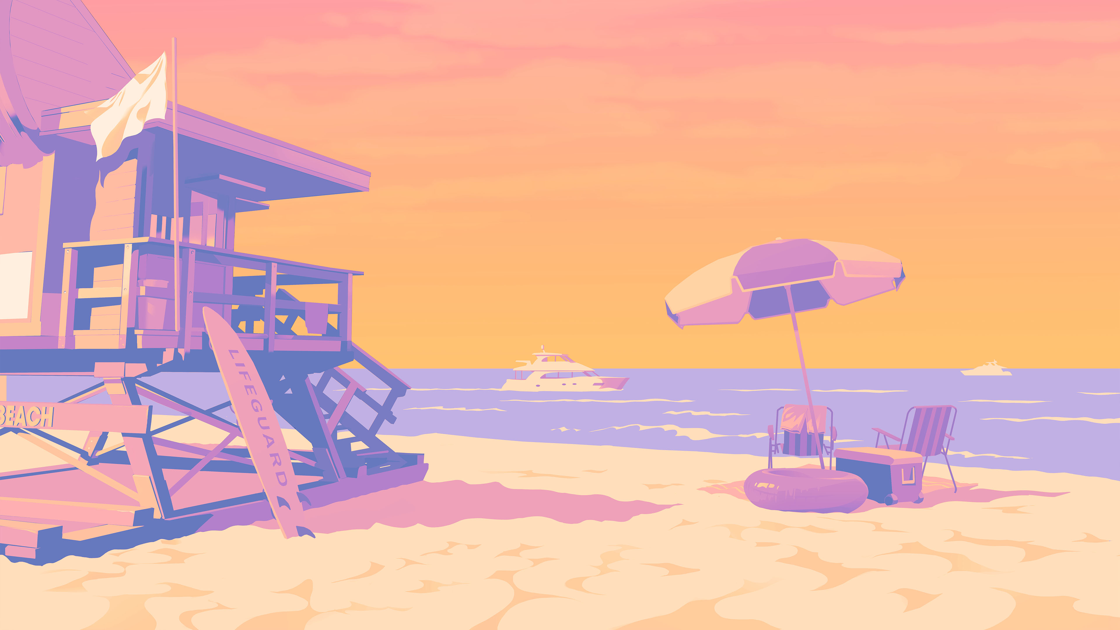 A cinematic sunset over a tropical beach in Vice City, inspired by Grand Theft Auto VI.