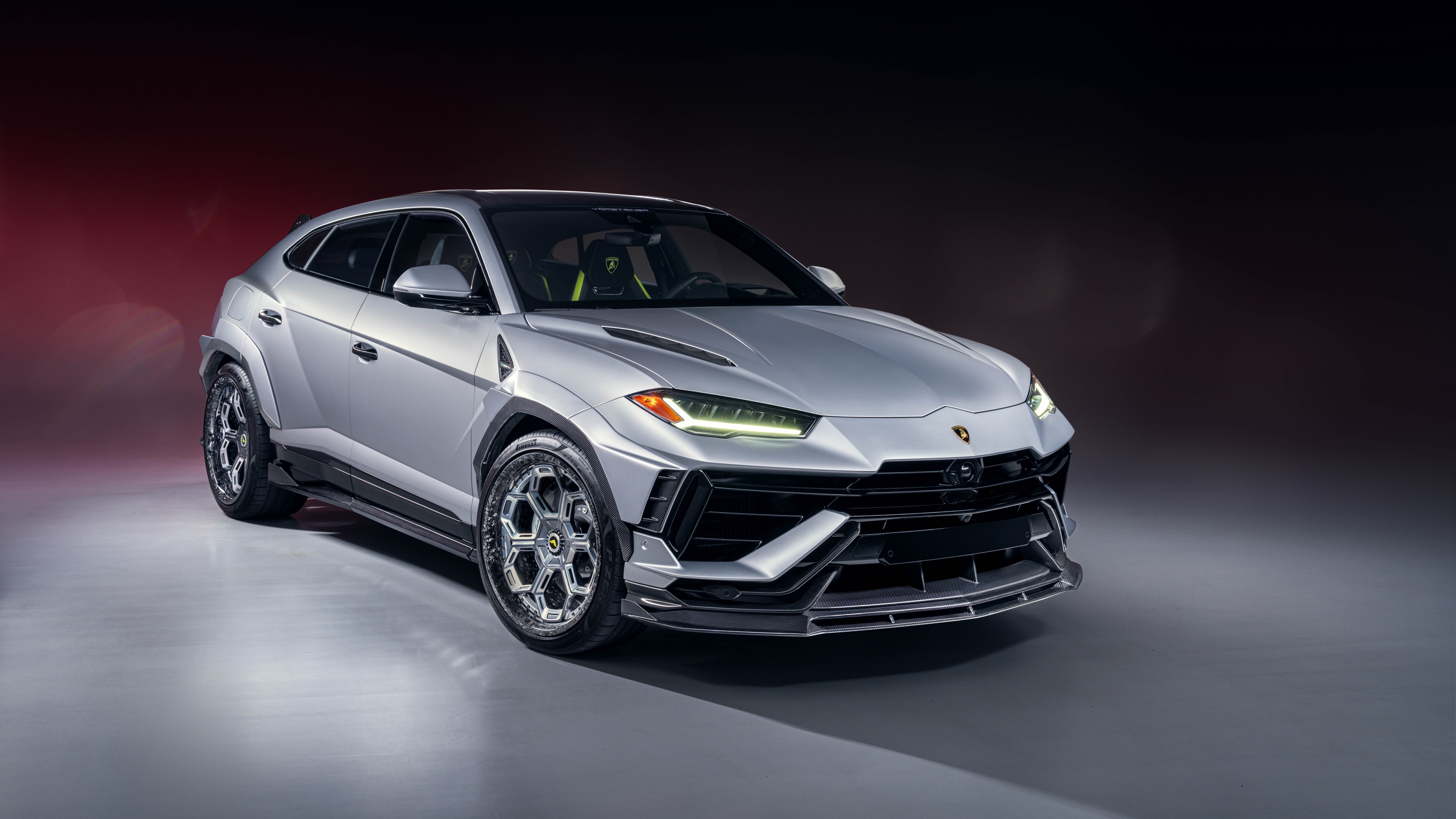 A close-up, high-detail shot of a Vorsteiner-tuned Lamborghini Urus.