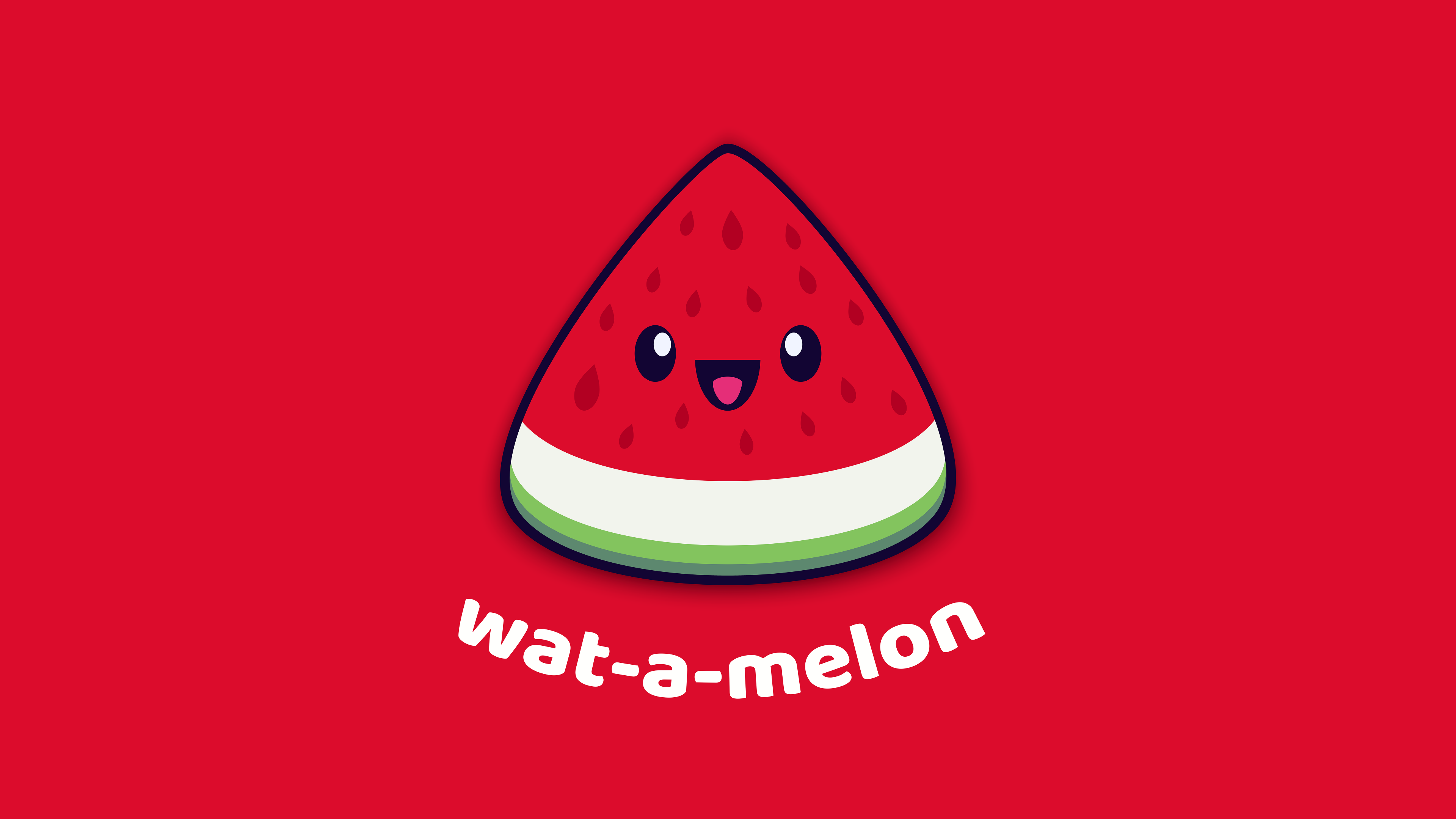 A cute, kawaii-style cartoon watermelon character with a friendly face and a vibrant red color palette.