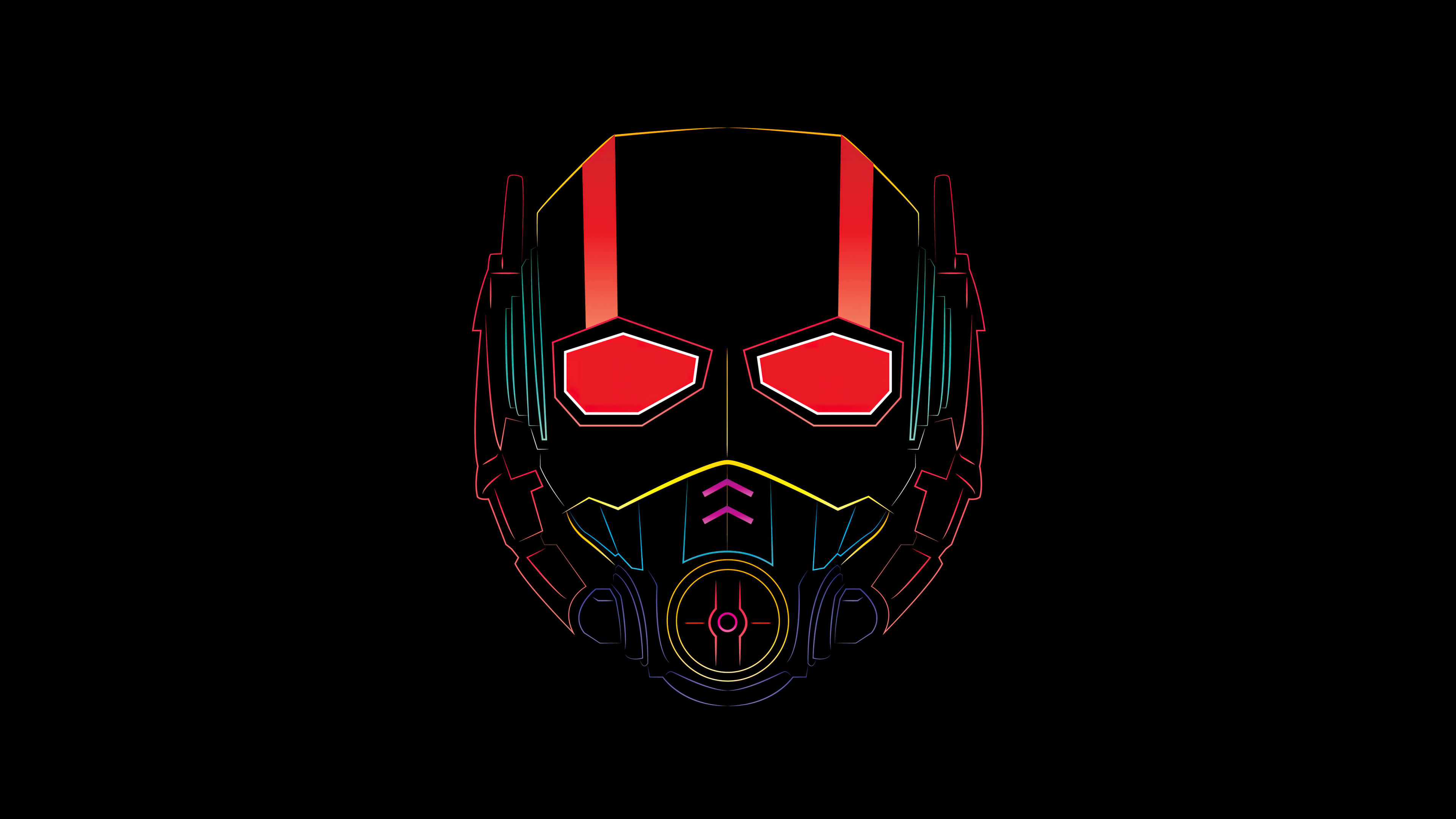 Minimalist high-contrast illustration of Ant-Man from Marvel Superheroes on a black background.
