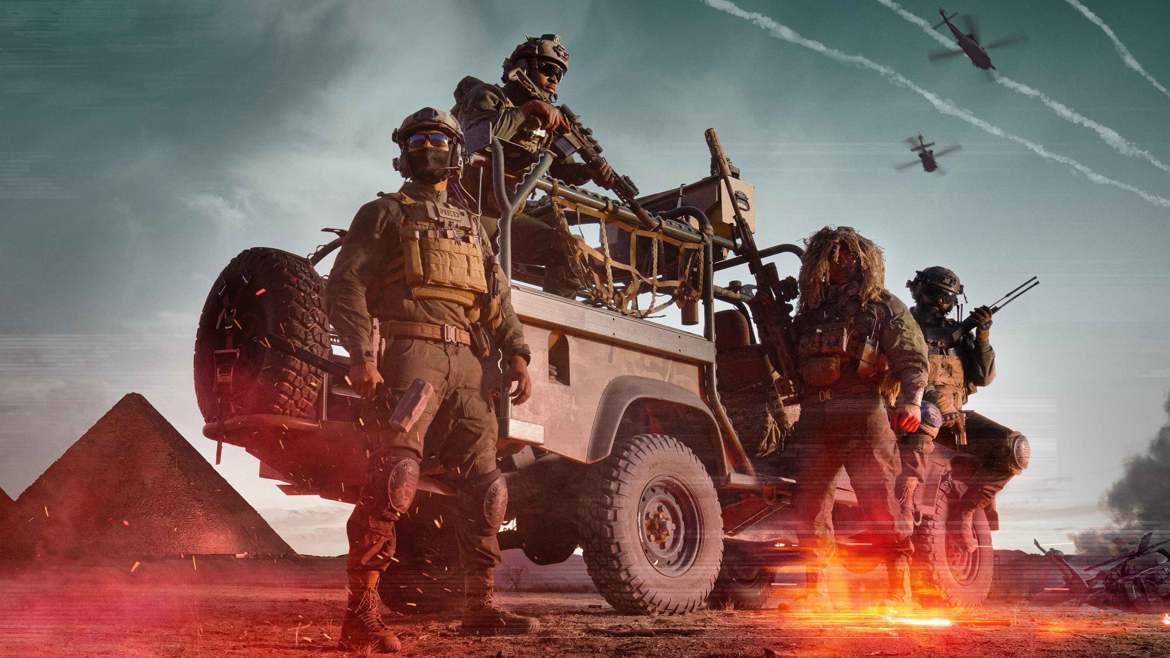 Official cinematic poster for Battlefield 6 featuring an elite soldier in a war-torn battlefield with smoke and embers.