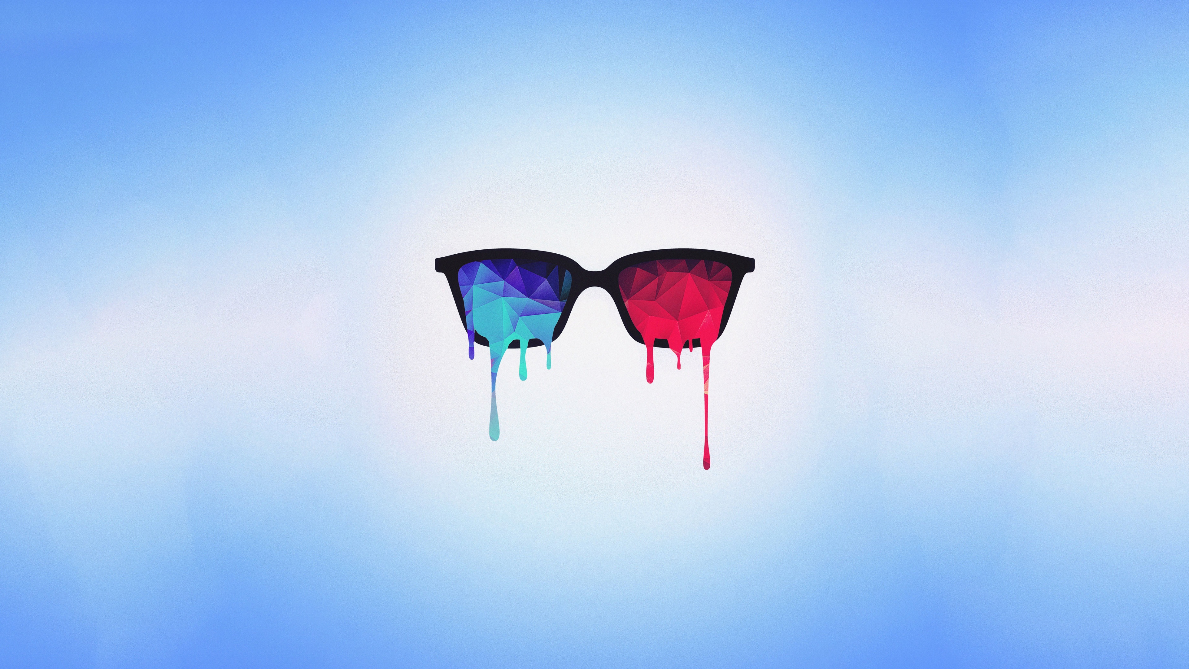 Low-poly blue abstract art with a dripping liquid texture.