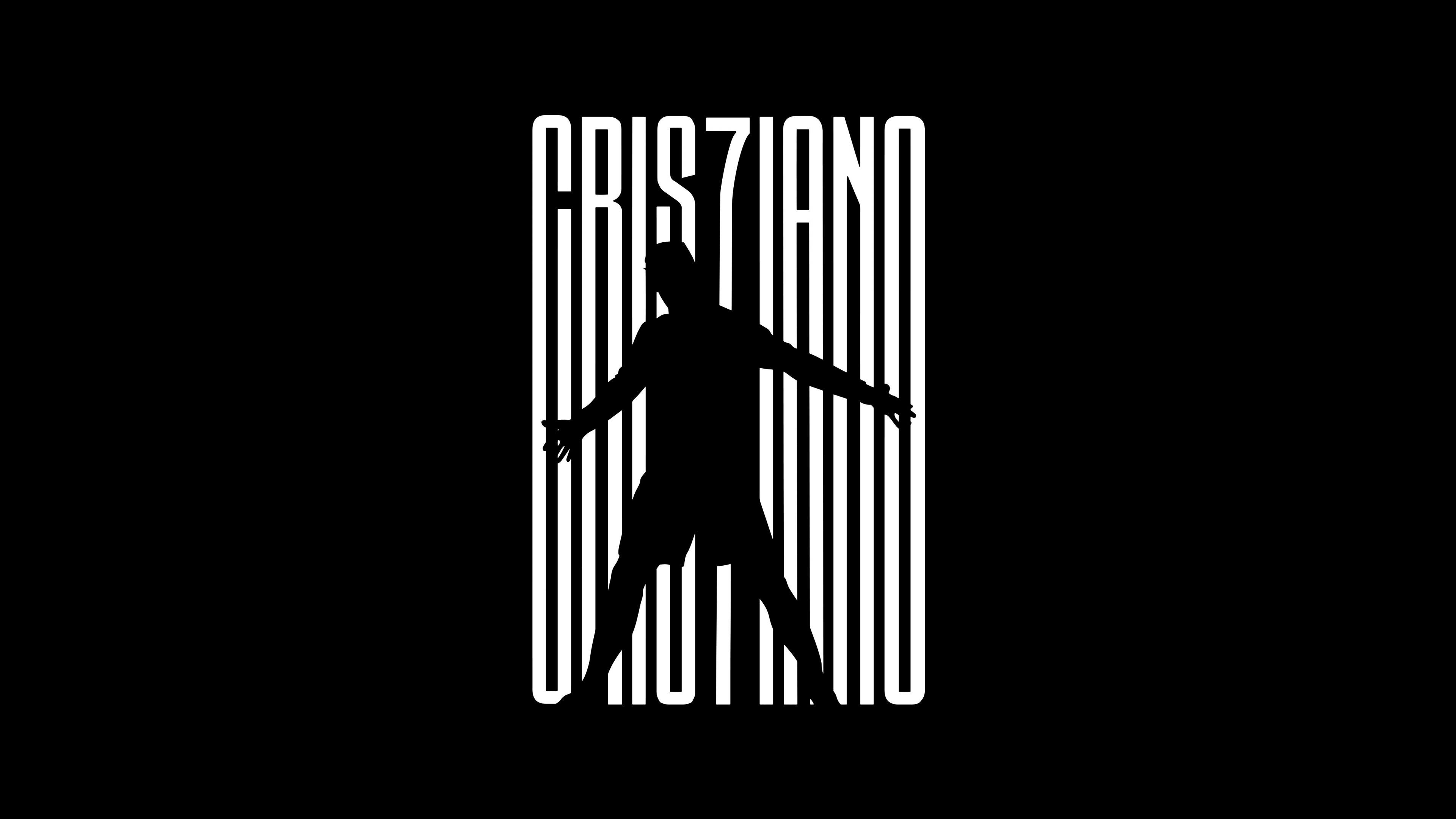 A minimalist, high-definition portrait of Cristiano Ronaldo on a solid black background.