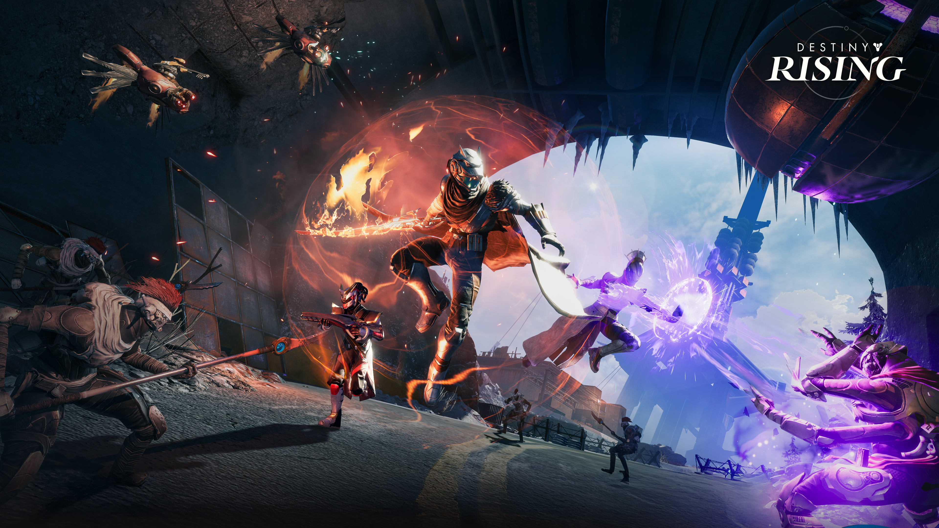 A sci-fi soldier equipped with advanced futuristic armor from the game Destiny: Rising.