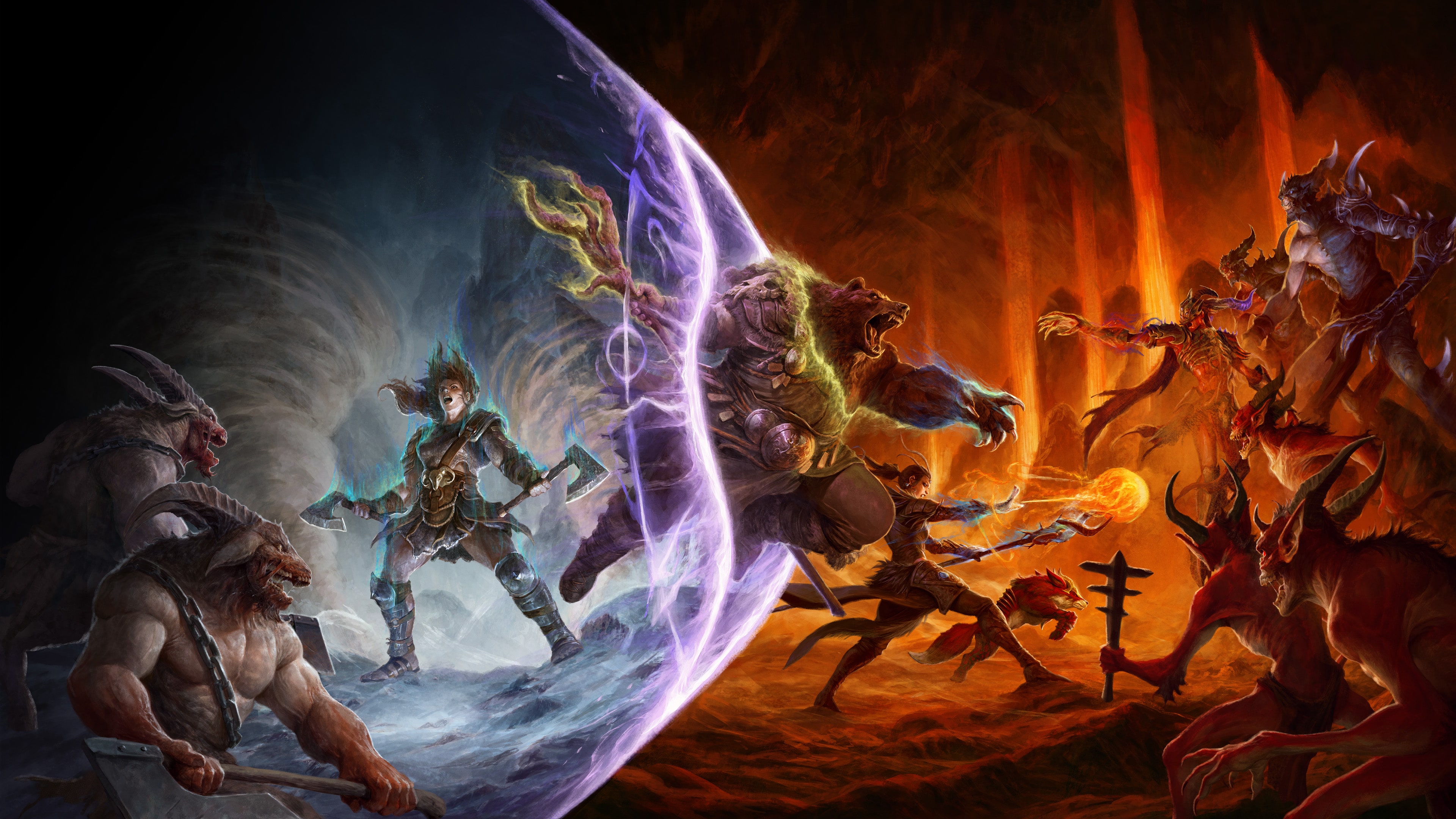 A cinematic game poster for Diablo IV featuring the demon Lilith emerging from shadows and hellish embers.