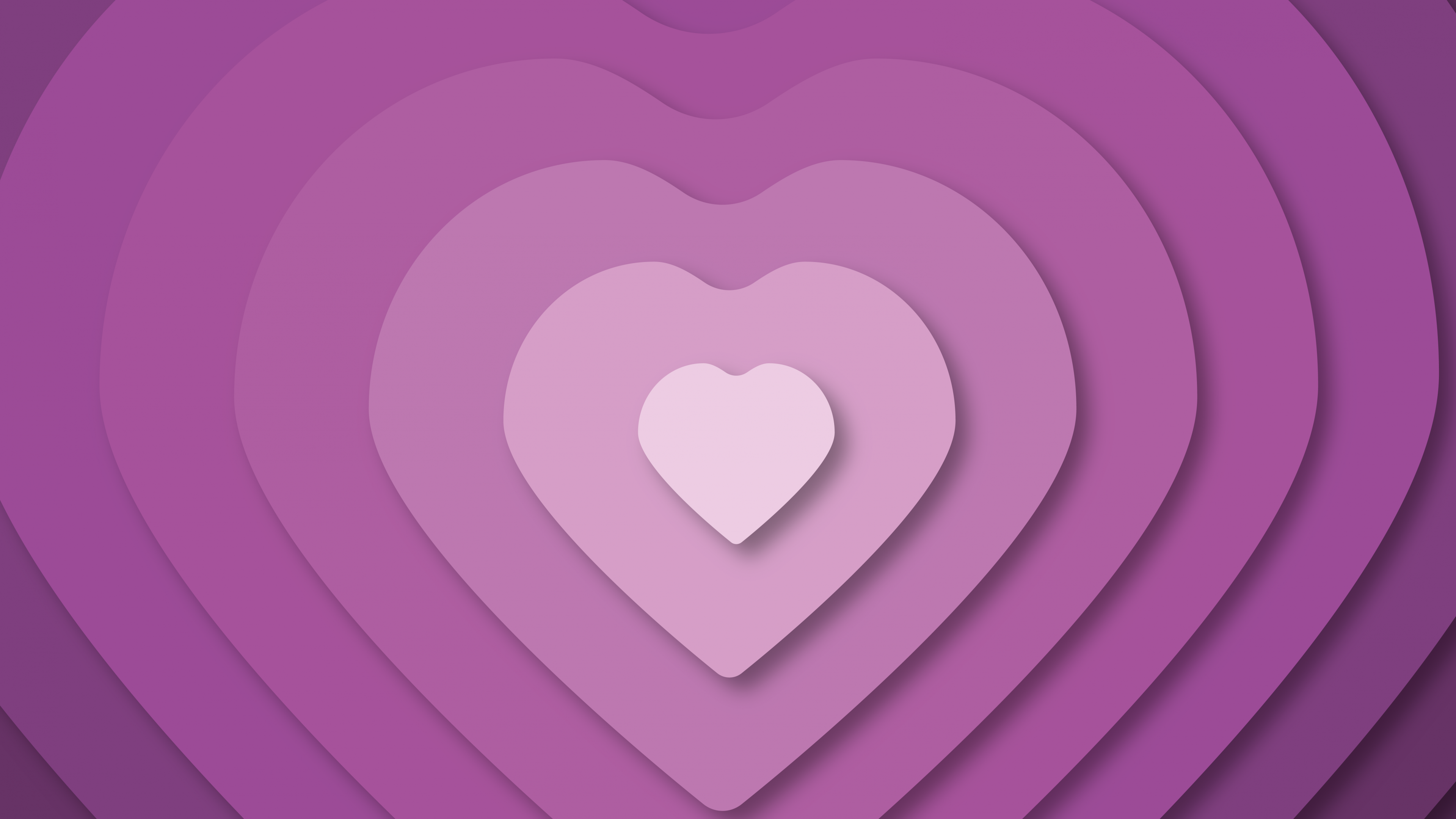 A collection of various sized purple hearts floating on a dark purple gradient background, creating a romantic aesthetic.