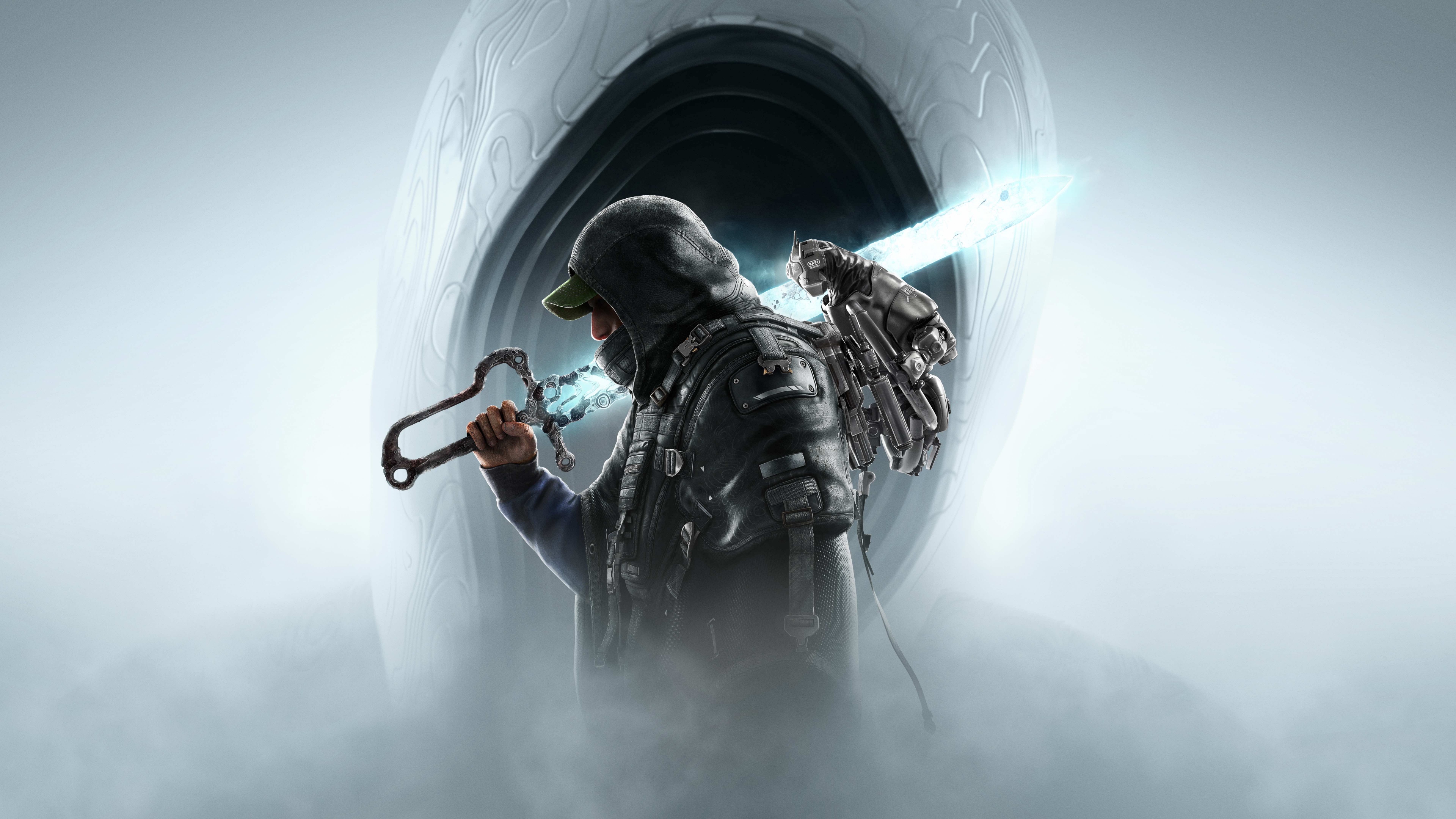Cinematic key art for the video game Hell Is Us, featuring dark and atmospheric environmental details.