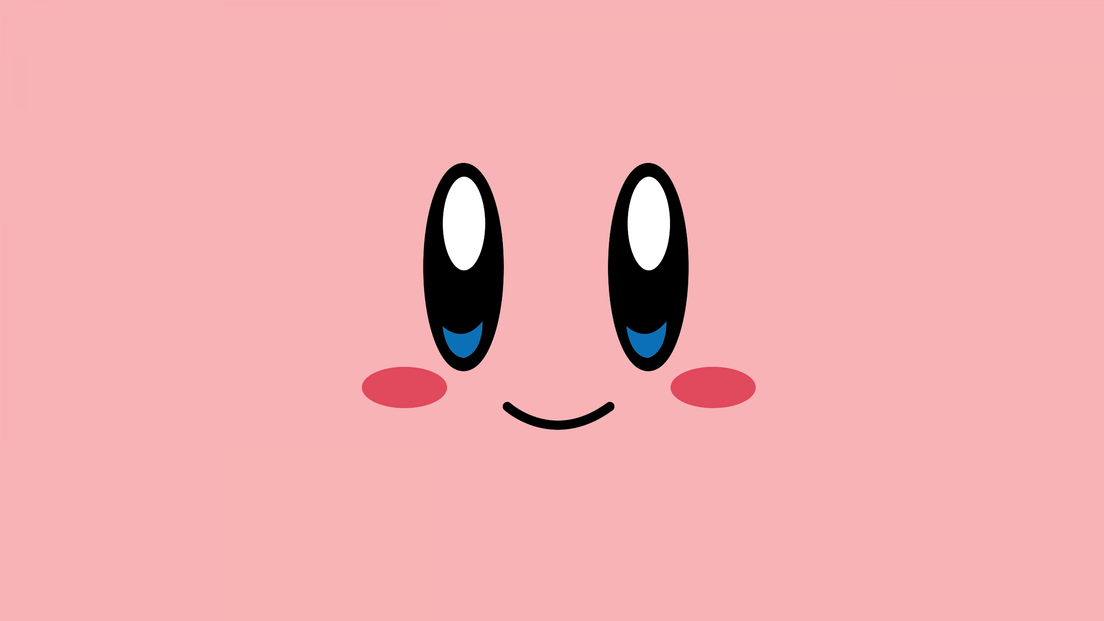 A minimalist and adorable illustration of Kirby from Nintendo with a kawaii face and a pastel background.