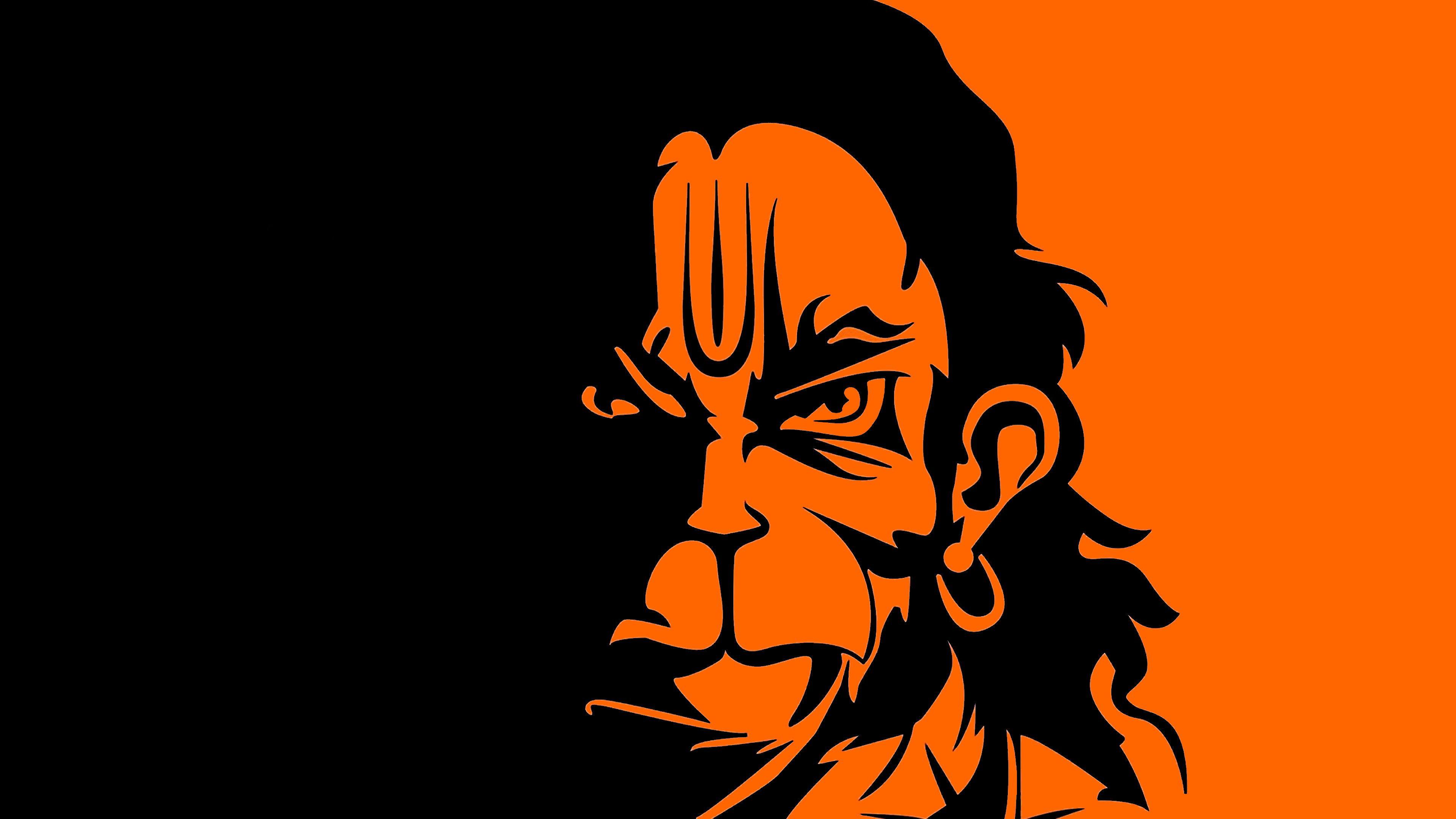 Minimalist vector-style illustration of the Hindu God Lord Hanuman