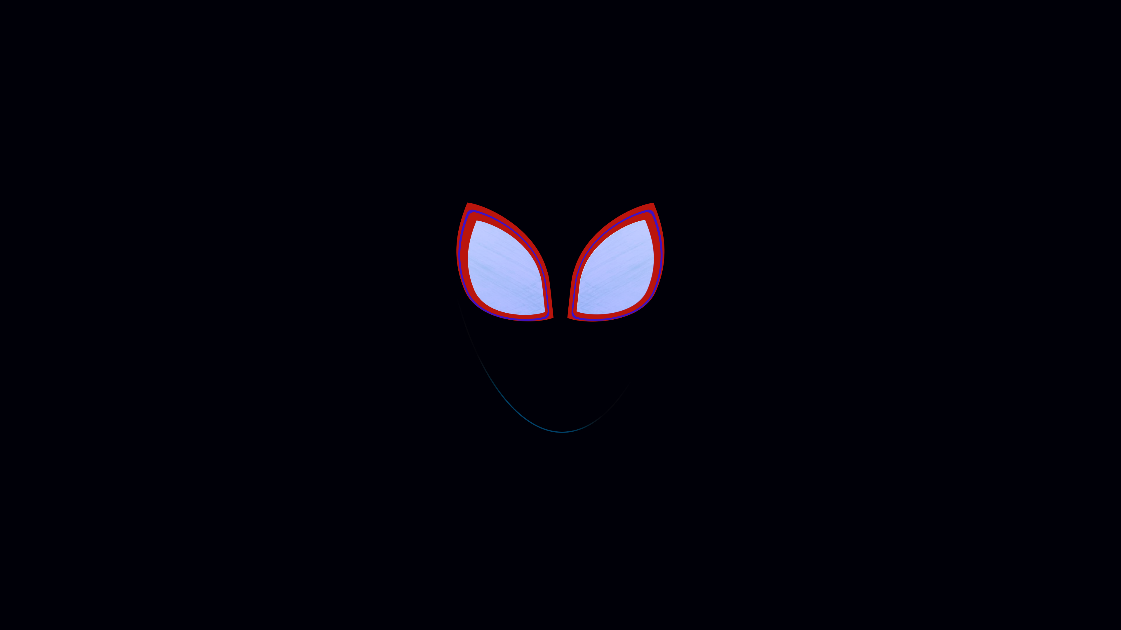 A minimalist high-contrast portrait of Miles Morales from Spider-Man: Into the Spider-Verse against a solid black background.