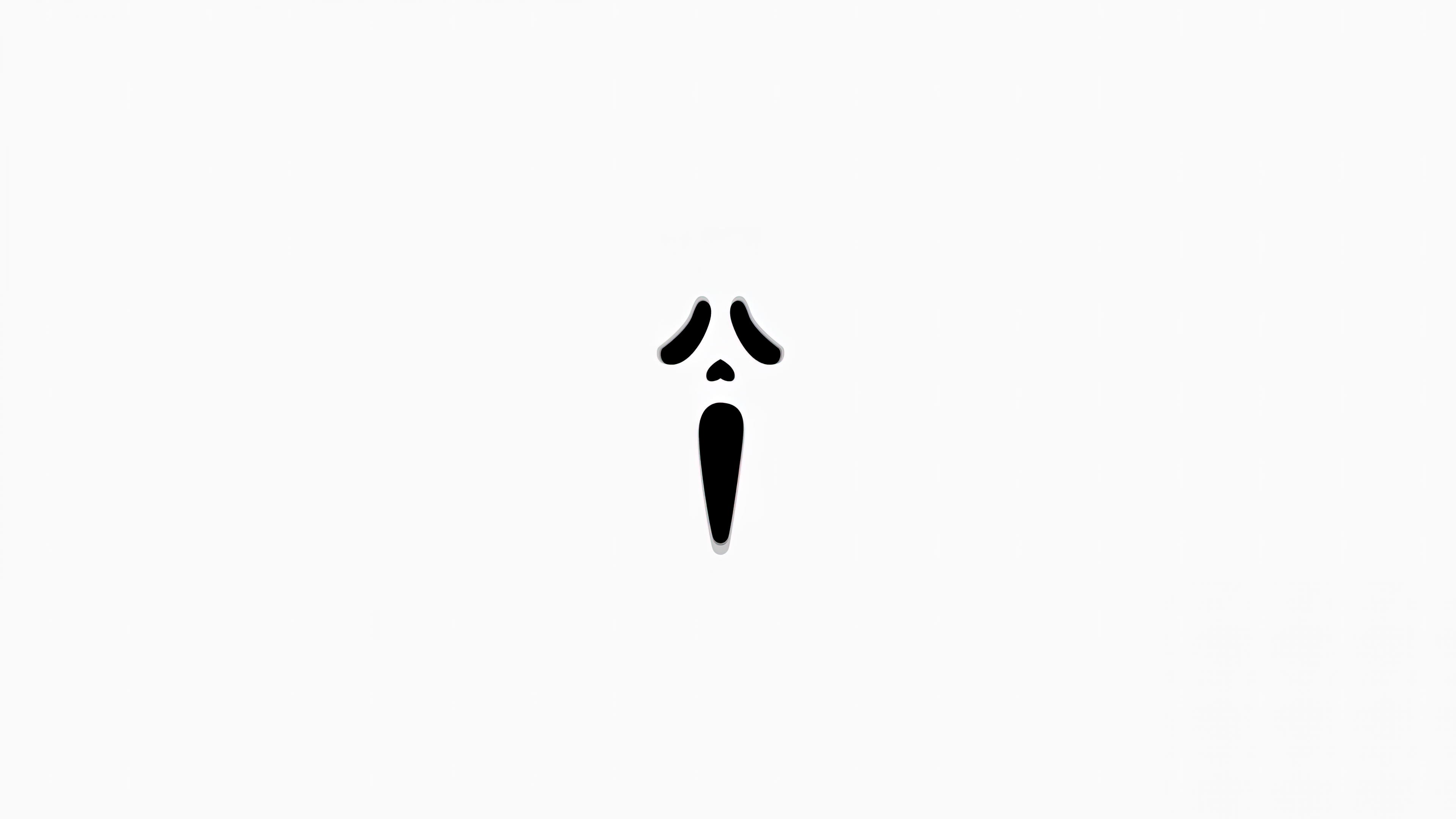 A minimalist graphic of the Ghostface character from the Scream movie on a white background