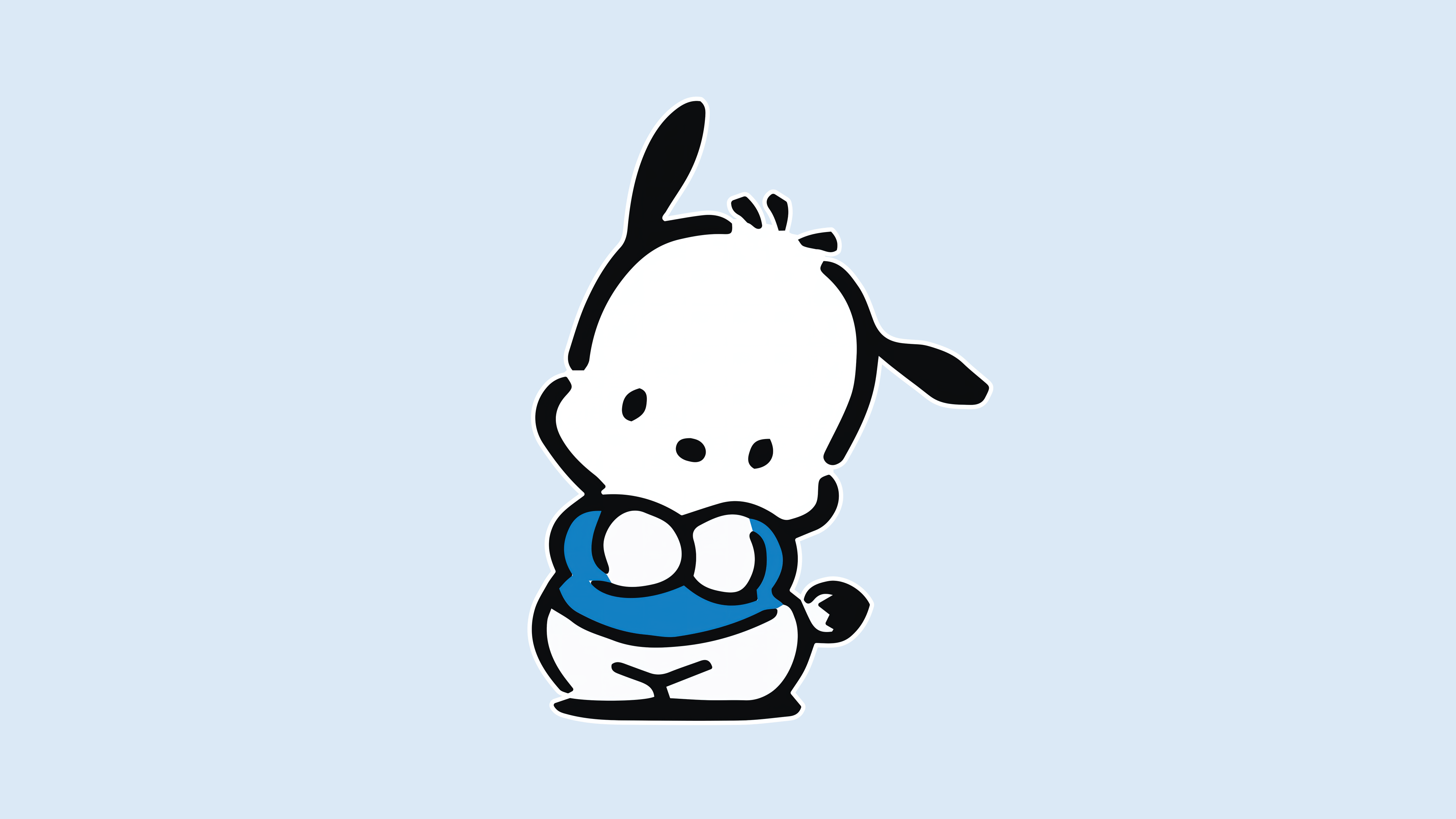 A cute and minimalist cartoon illustration of the Sanrio character Pochacco.
