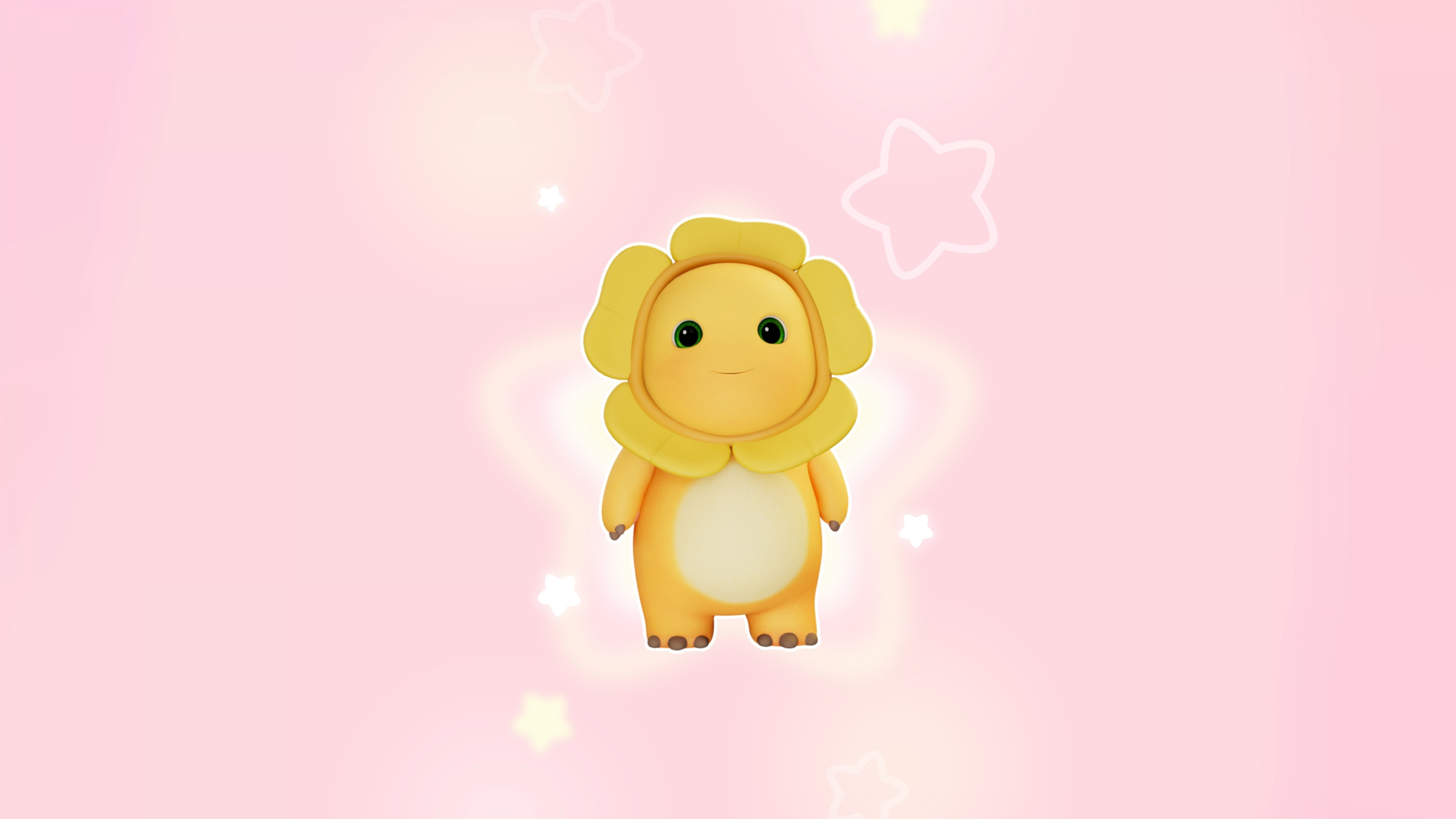 A cute Nailoong plush toy standing against a soft baby pink background.