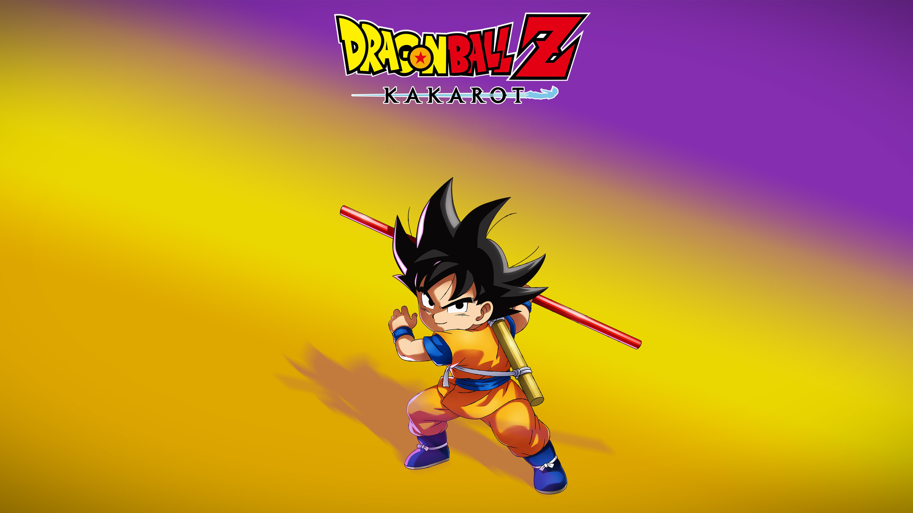 A cinematic video game-style illustration of Son Goku from the Dragon Ball anime series.