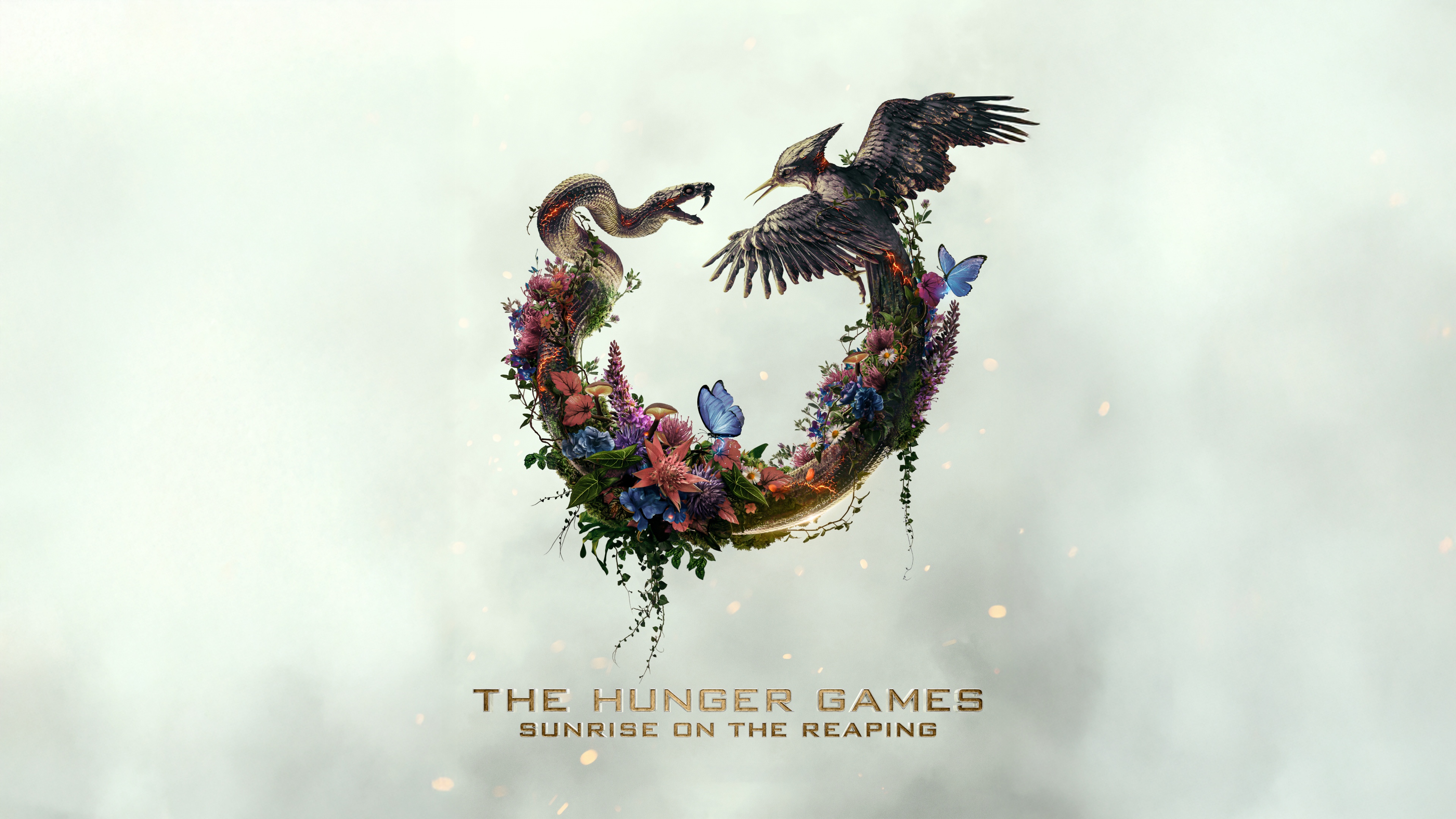 A dramatic cinematic scene featuring a tribute from the movie The Hunger Games: Sunrise on the Reaping.
