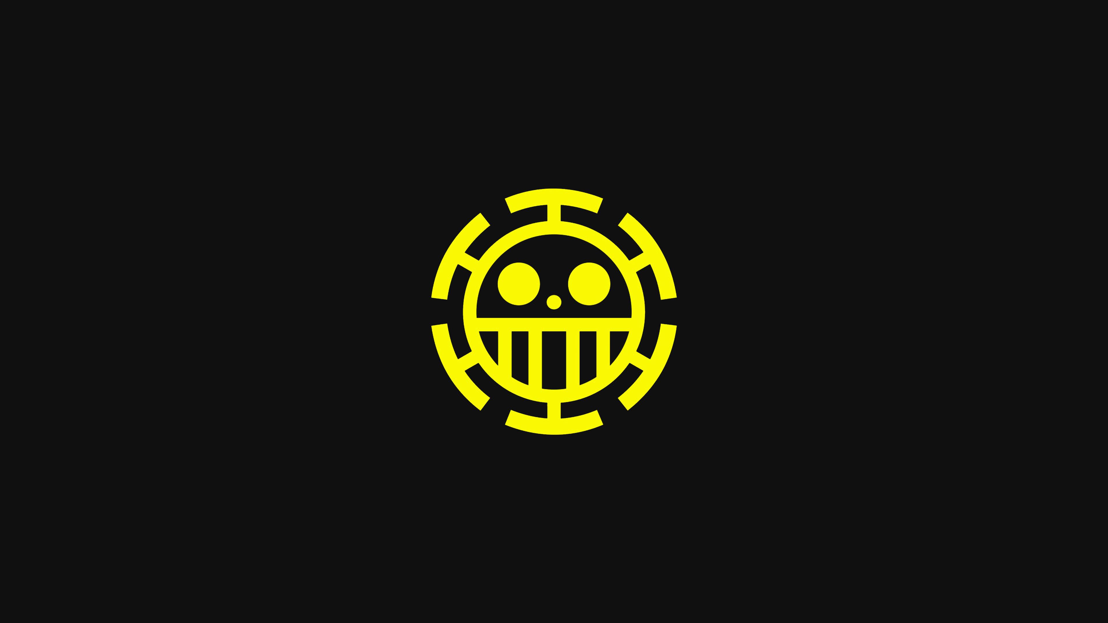 A minimalist logo design of Trafalgar Law from the One Piece anime on a dark background.