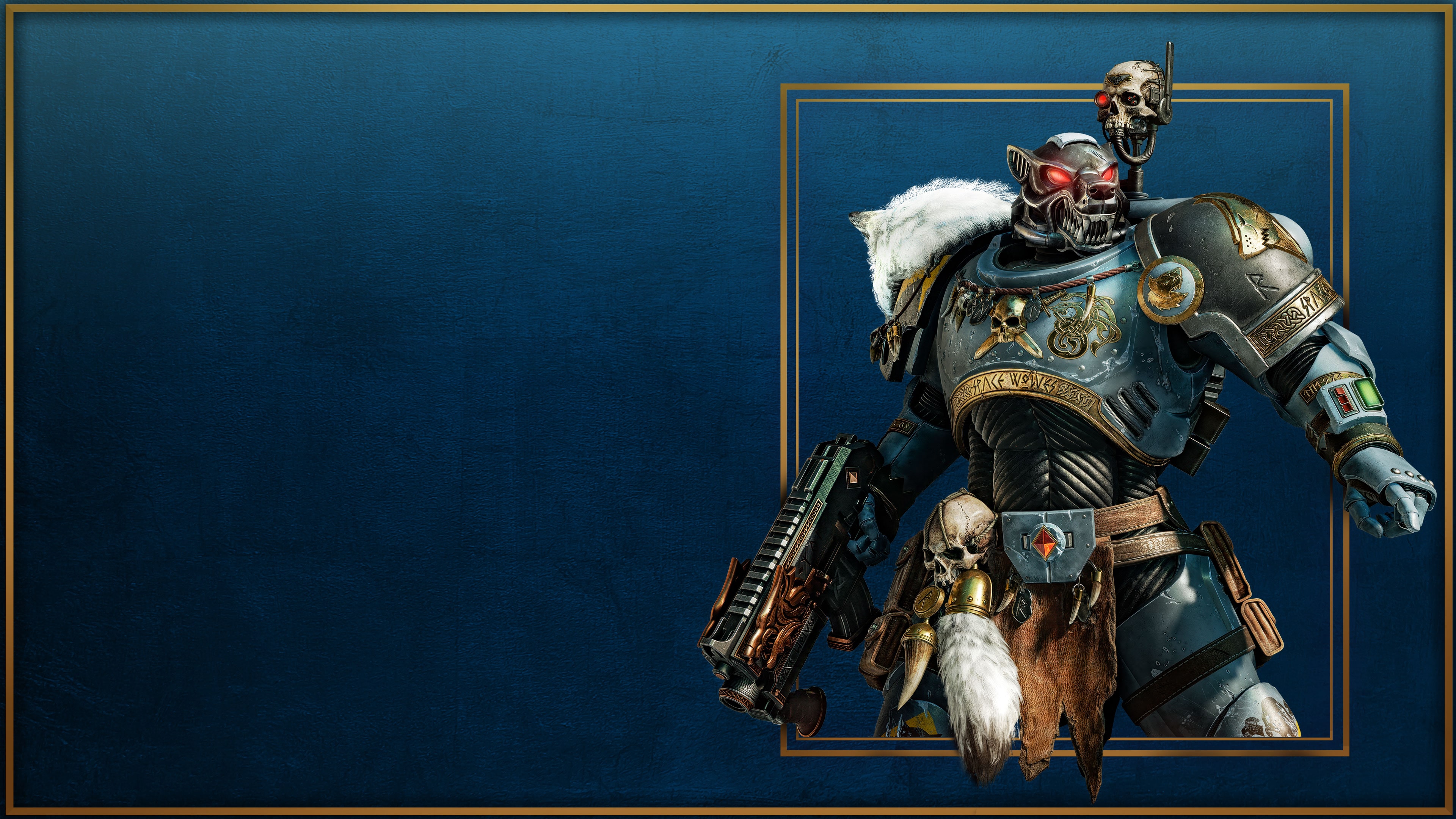 A heavily armored Space Marine warrior from the video game Warhammer 40,000: Space Marine 2.