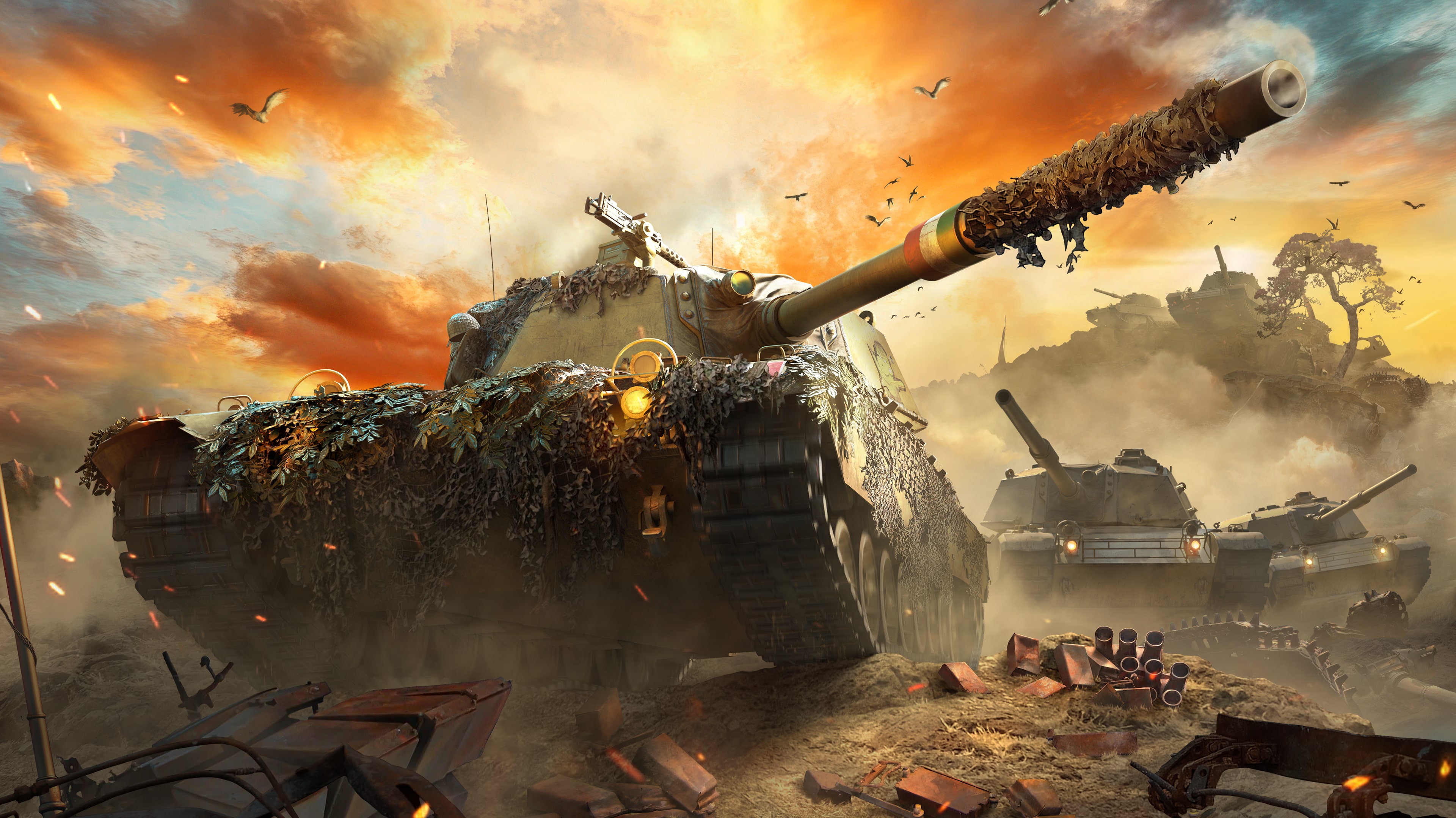 A detailed modern battle tank with advanced weaponry and heavy armor in a realistic combat setting.