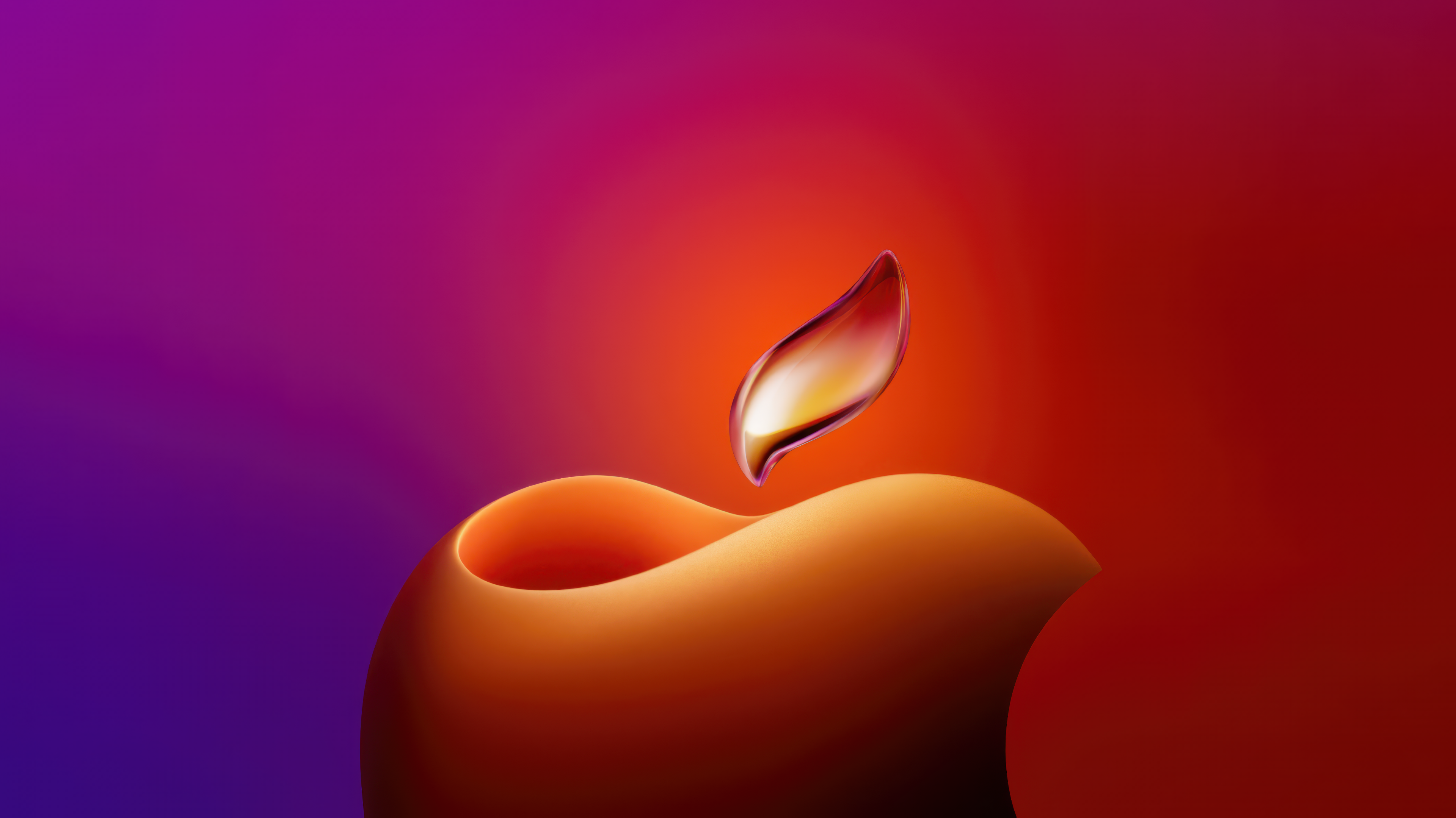 An aesthetic Apple logo presented on a colorful, smooth gradient background in 5K resolution.