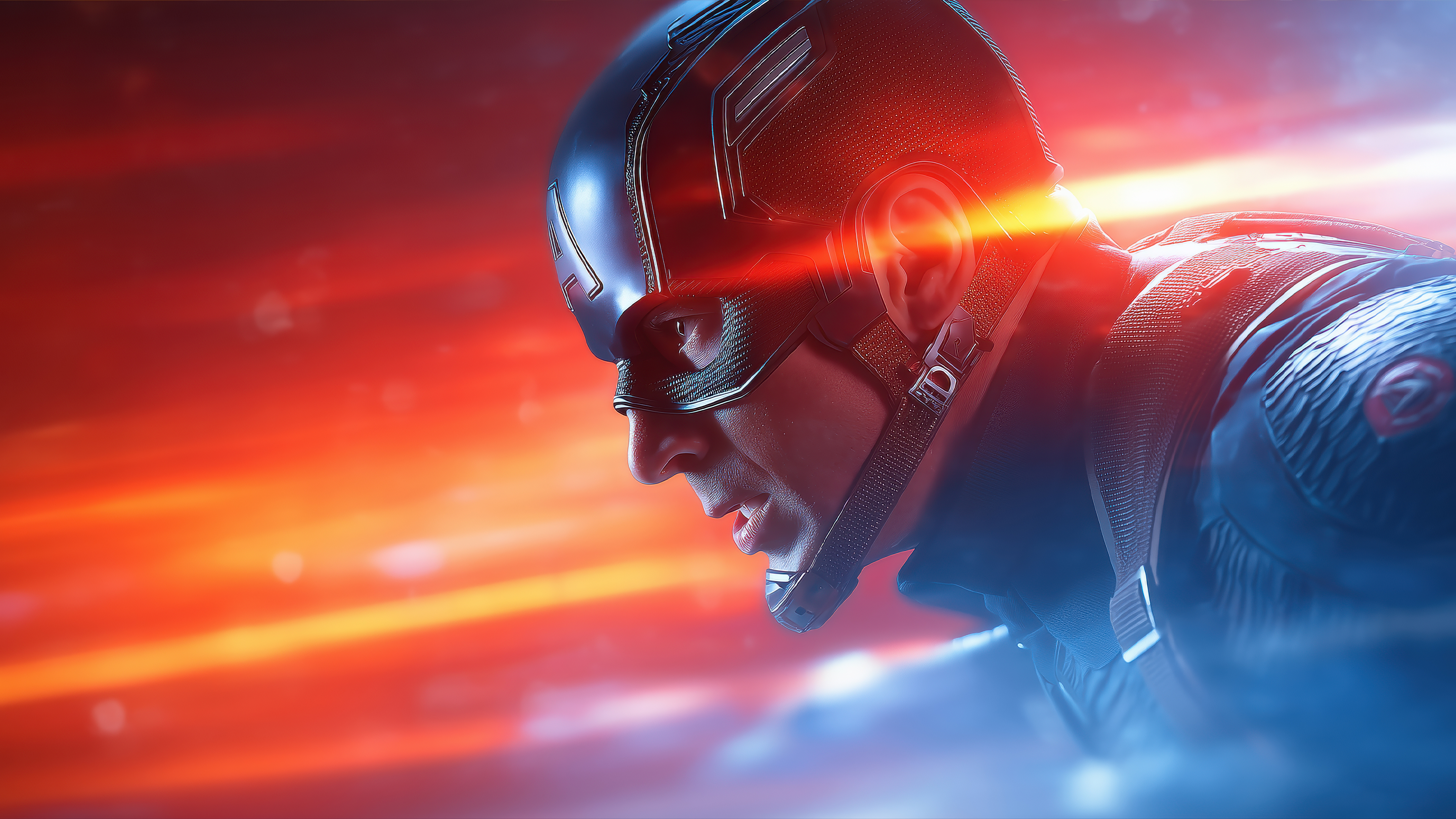 A powerful portrait of Captain America (Steve Rogers) from the Marvel Cinematic Universe.