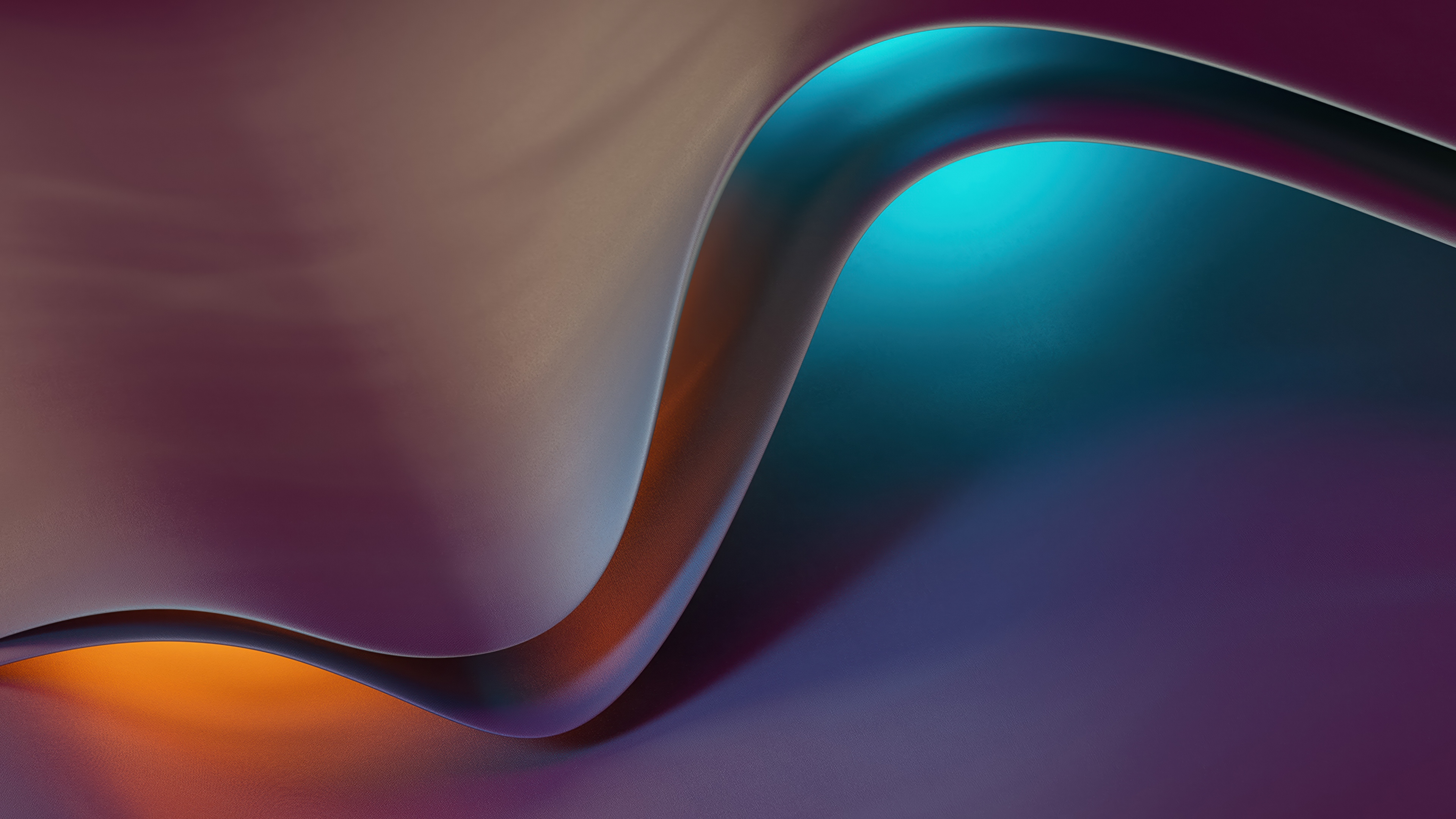 Abstract 3D render of smooth, flowing metallic waves with a vibrant spectrum of iridescent colors.