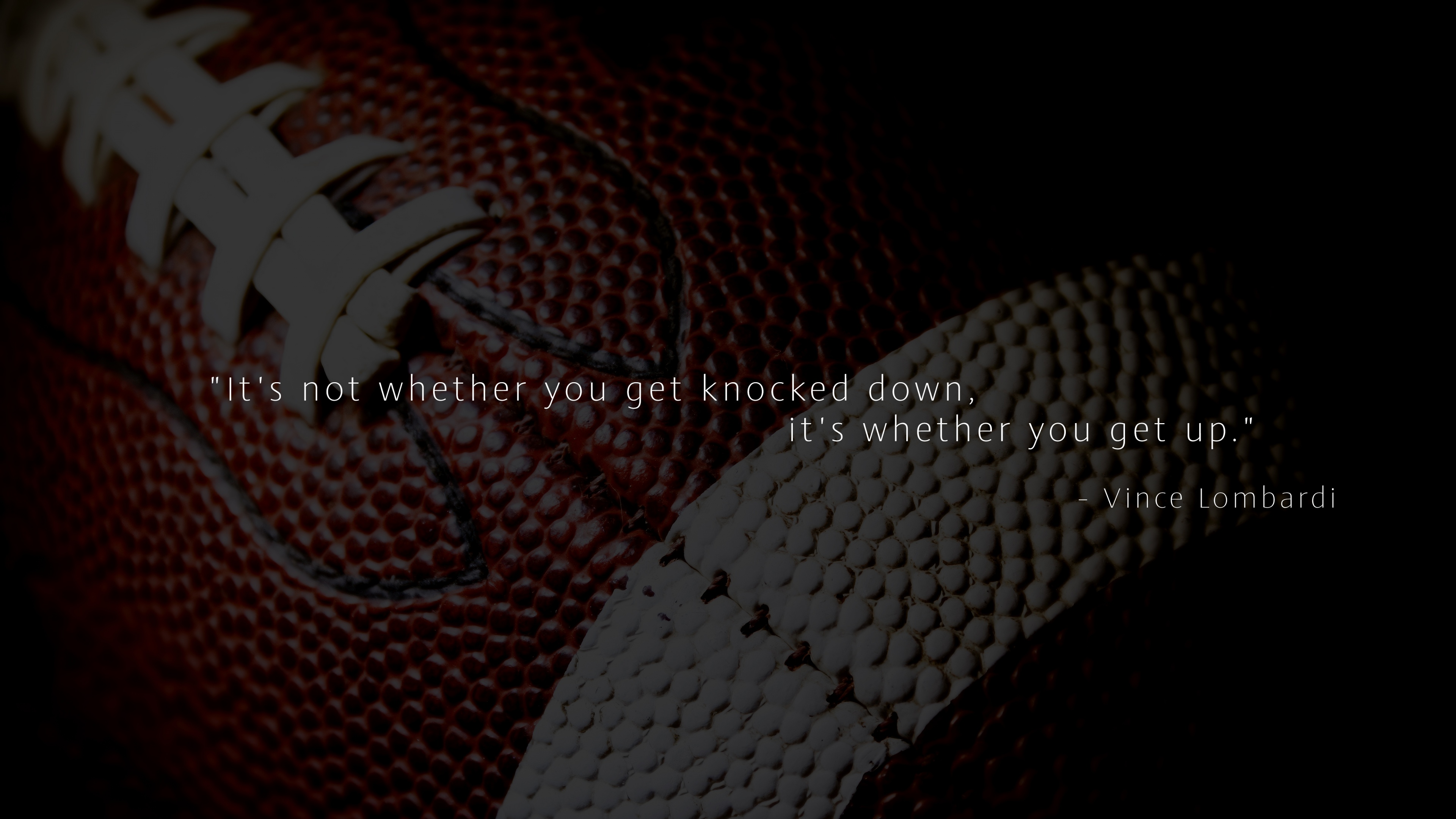 A high-resolution cinematic image featuring American football themes and motivational text on a dark, atmospheric background.