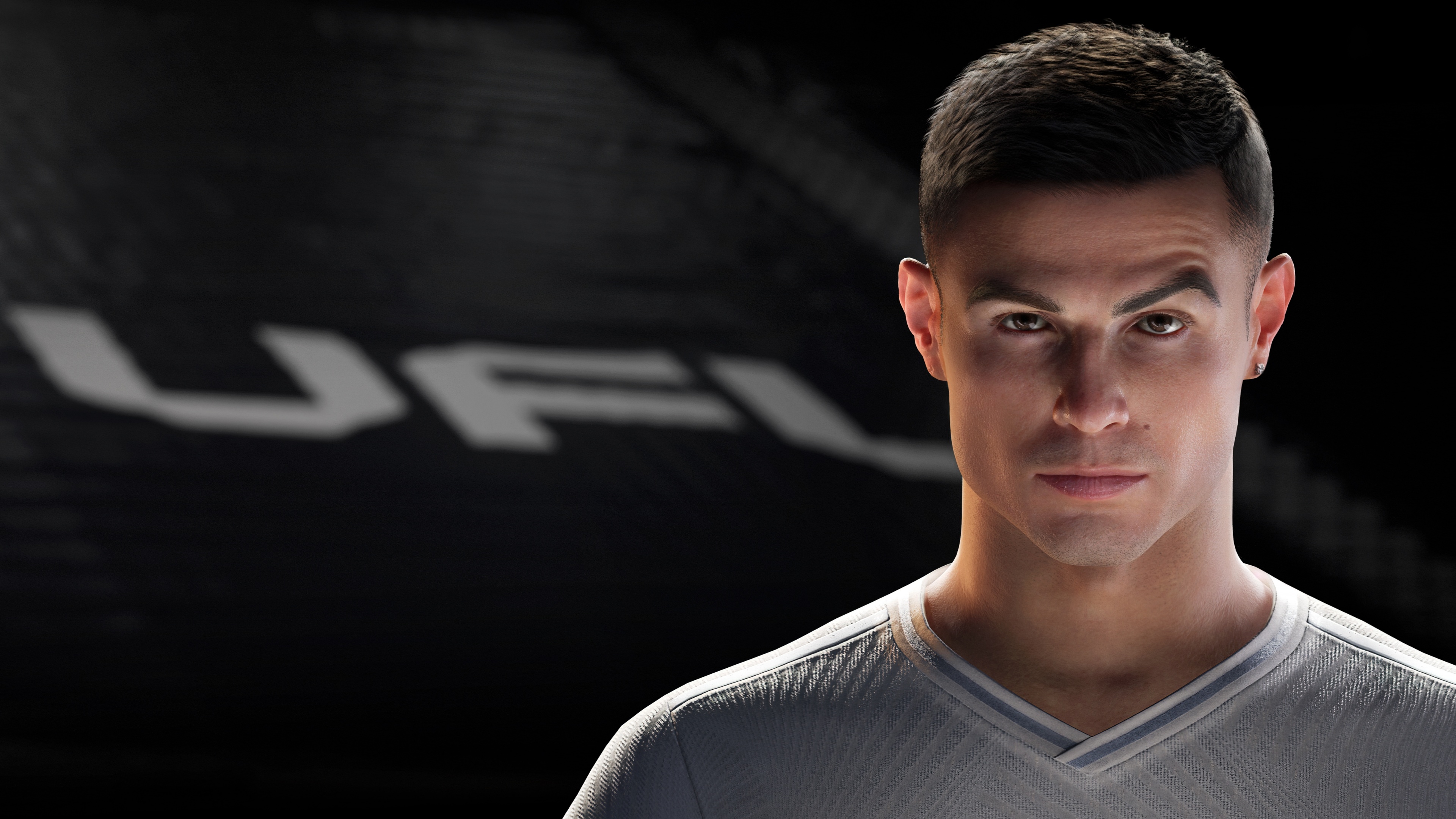 A detailed high-resolution portrait of professional football star Cristiano Ronaldo.