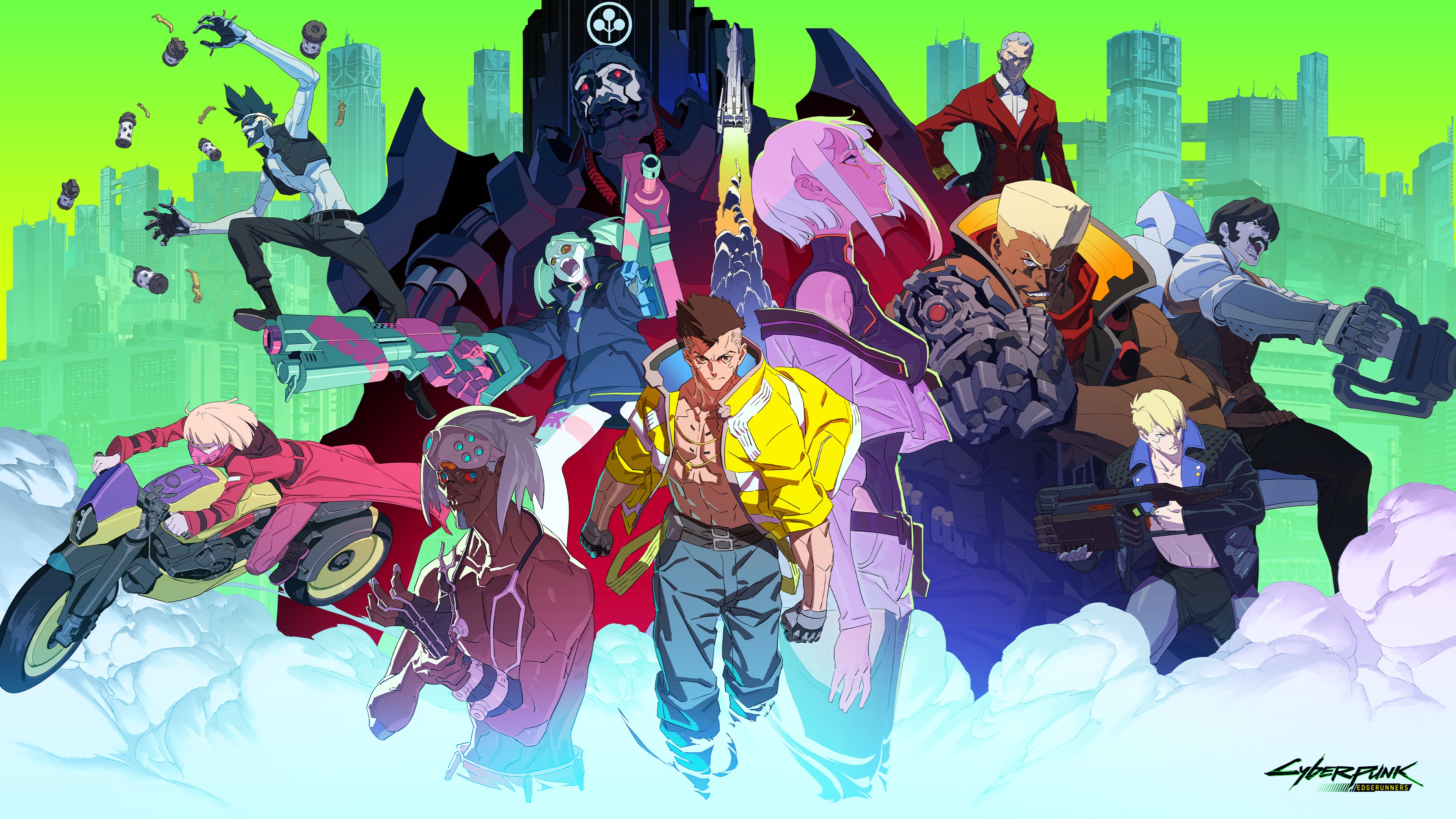 David Martinez from the Cyberpunk: Edgerunners anime series featured in a cinematic poster.
