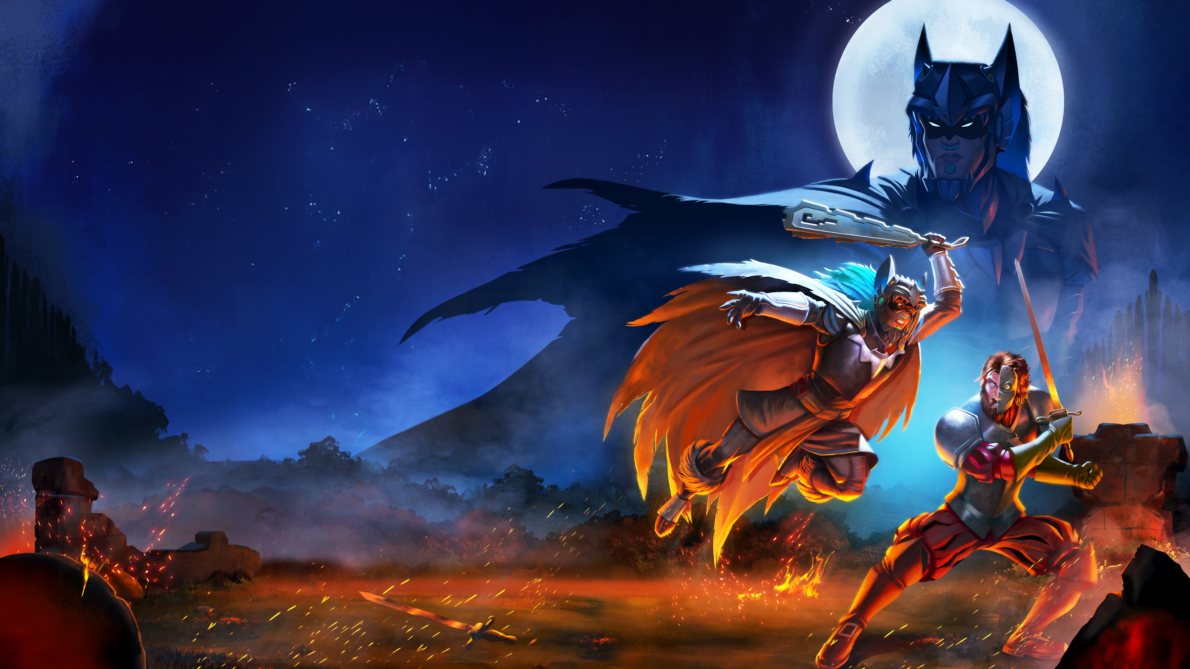 A heroic superhero character in a cinematic pose, styled after DC Comics animated series key art.