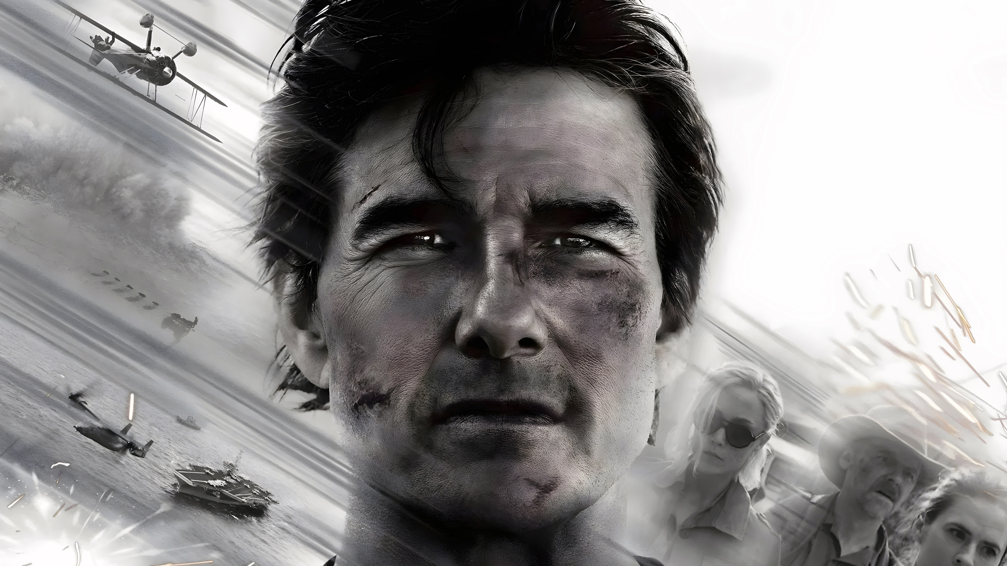 Monochrome key art featuring Ethan Hunt from Mission: Impossible - The Final Reckoning