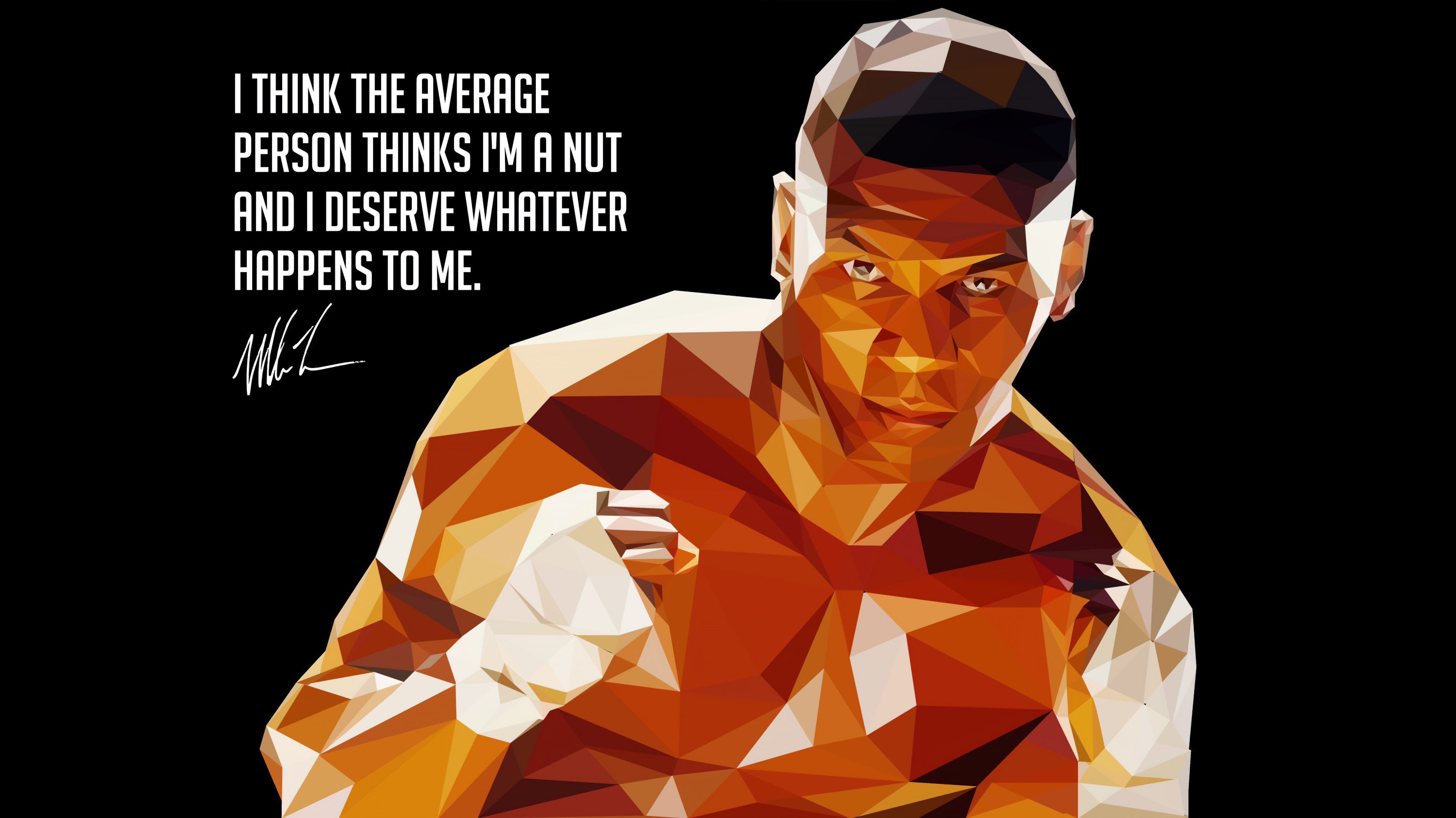 Low poly geometric art featuring a fusion of Mike Tyson and Marvel's Iron Man on a black background