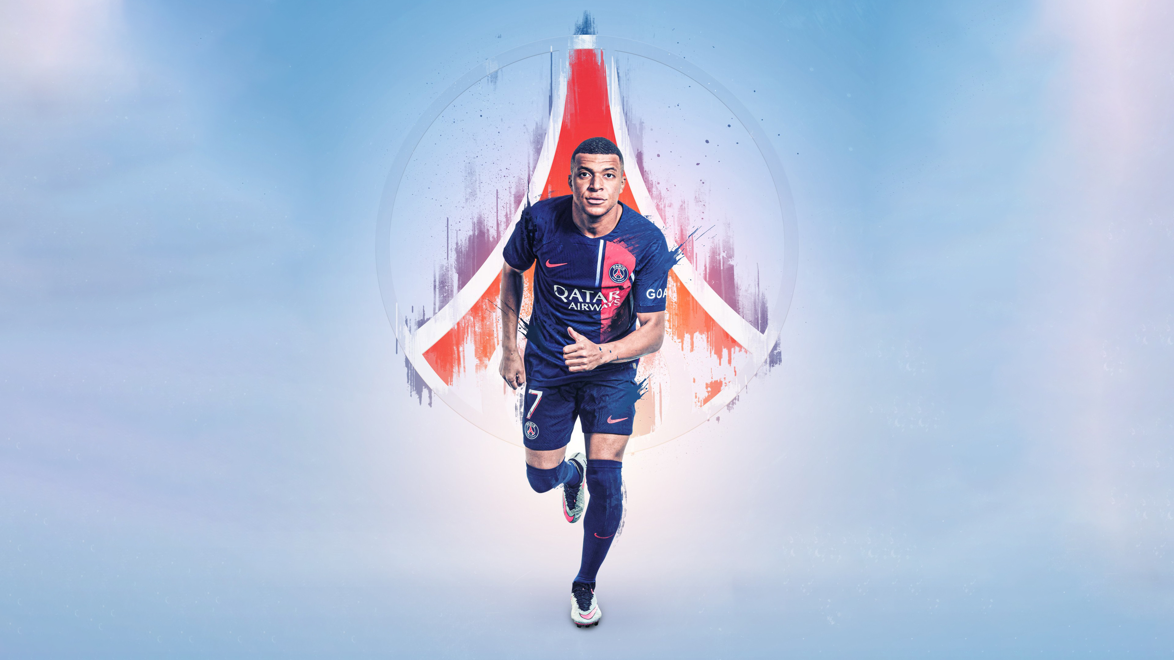 Kylian Mbappé wearing a Paris Saint-Germain football jersey