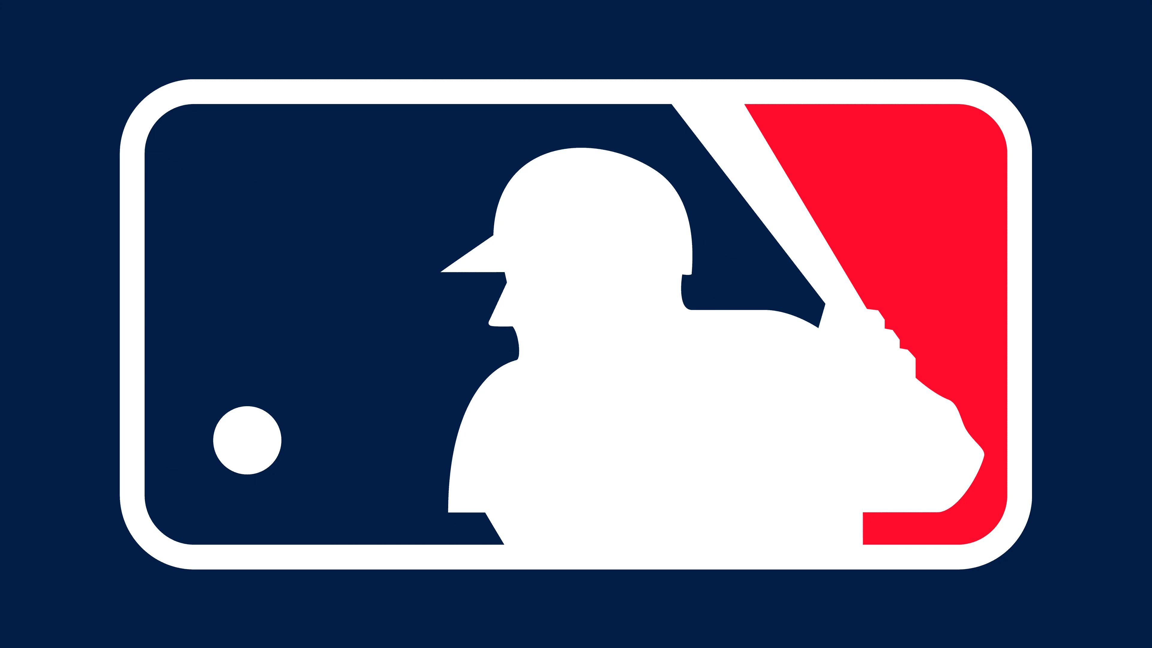 A minimalist Major League Baseball MLB logo emblem on a navy blue background.