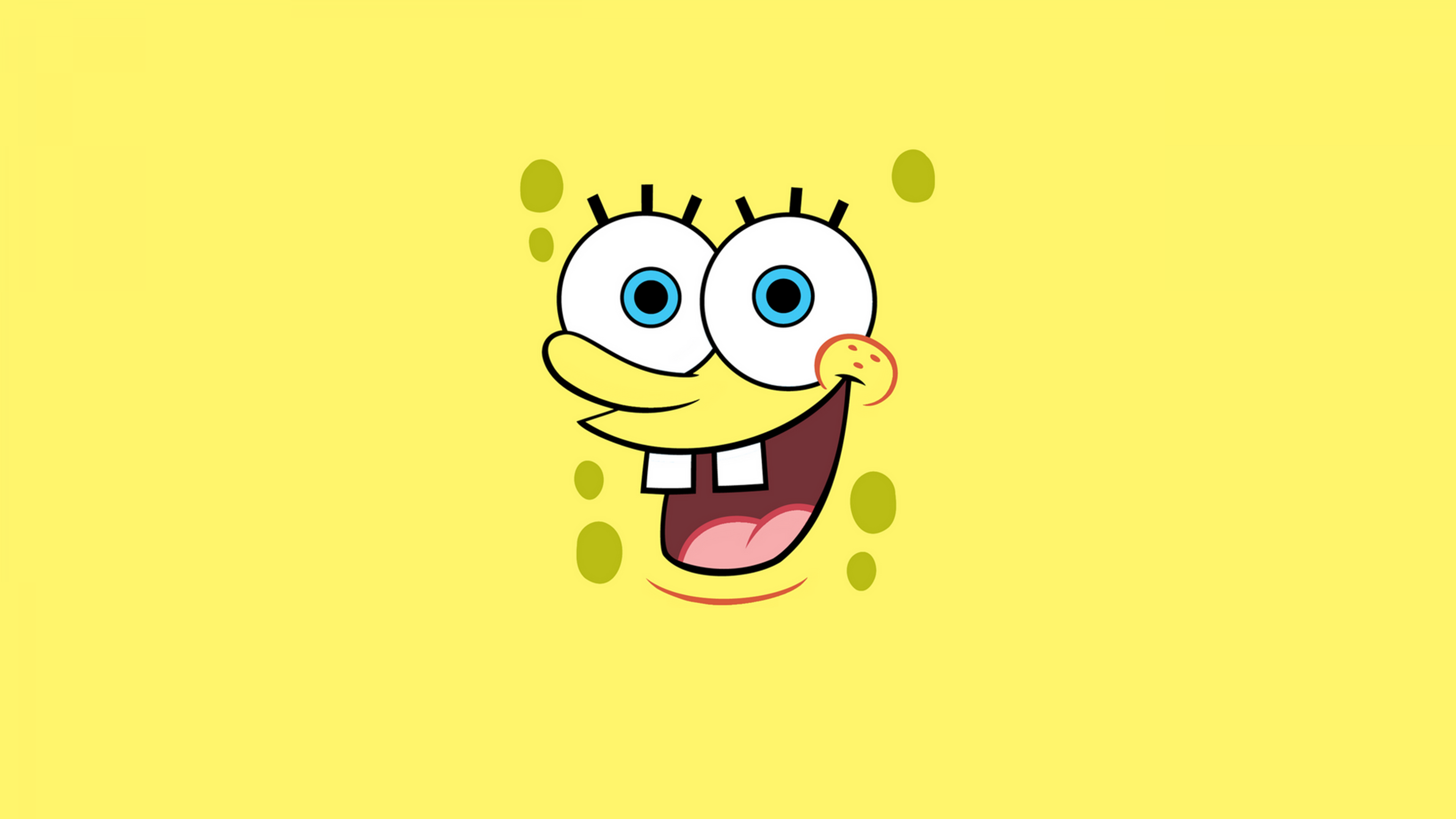 A minimalist, happy yellow smiley face of SpongeBob SquarePants from the TV show SpongeBob SquarePants.