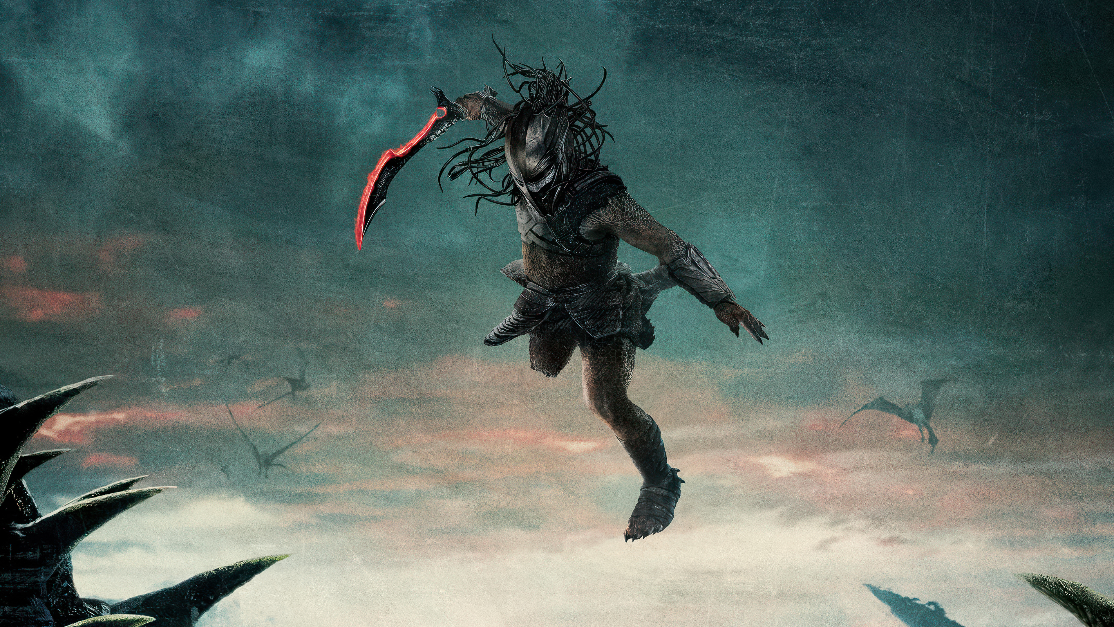 The iconic Yautja predator from the movie Predator: Badlands