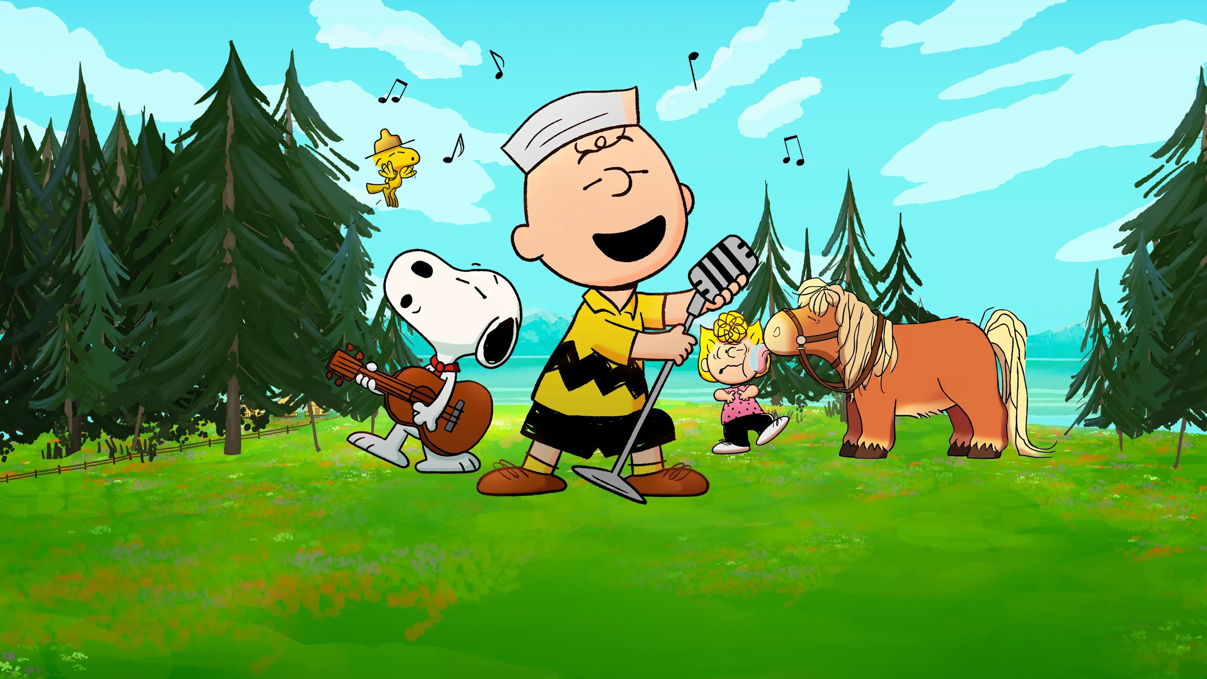 A colorful, high-quality cartoon depiction of Snoopy and Woodstock from the Peanuts TV show.