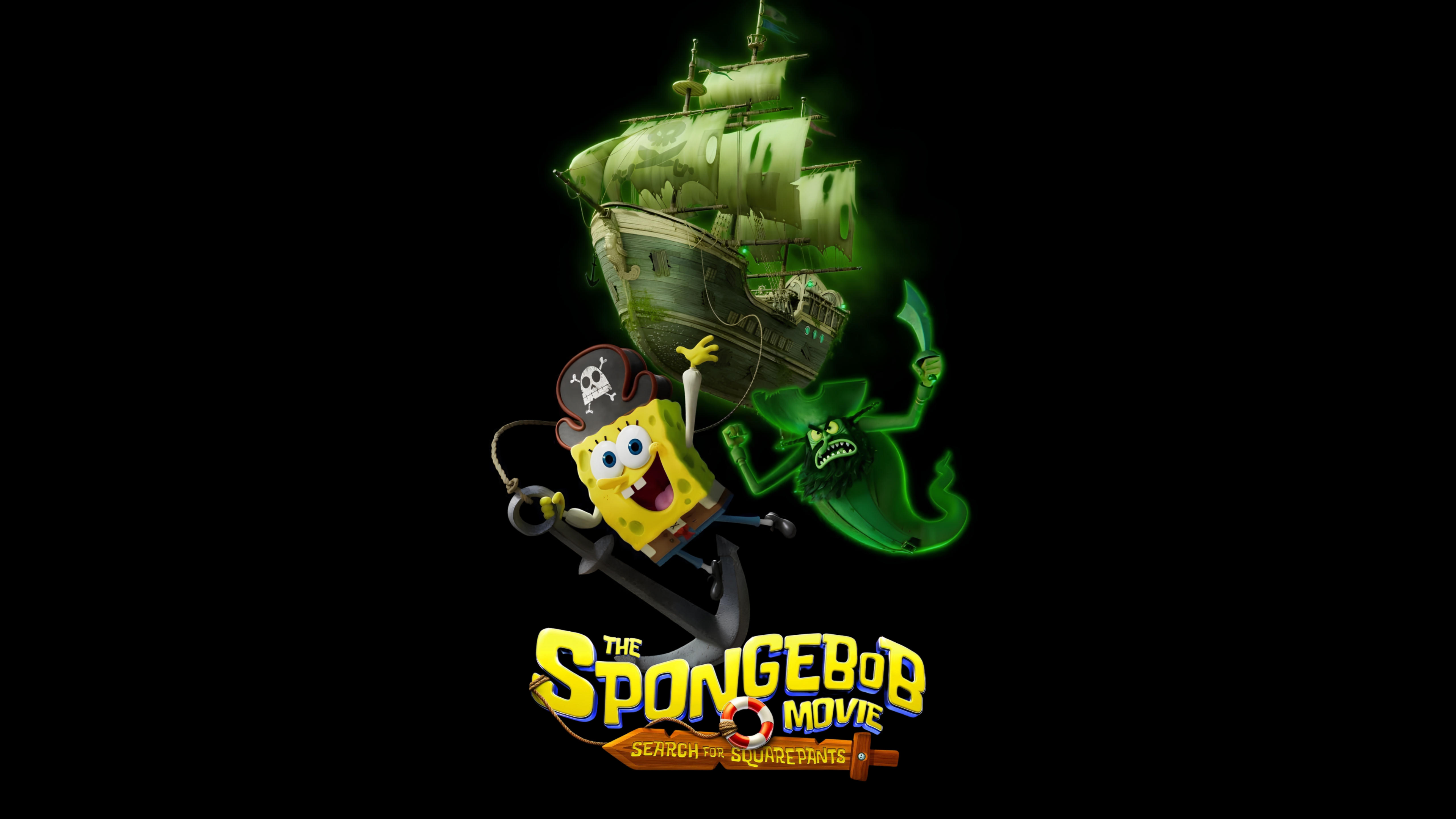 SpongeBob SquarePants character portrait from The SpongeBob Movie: Search for SquarePants on a black background.