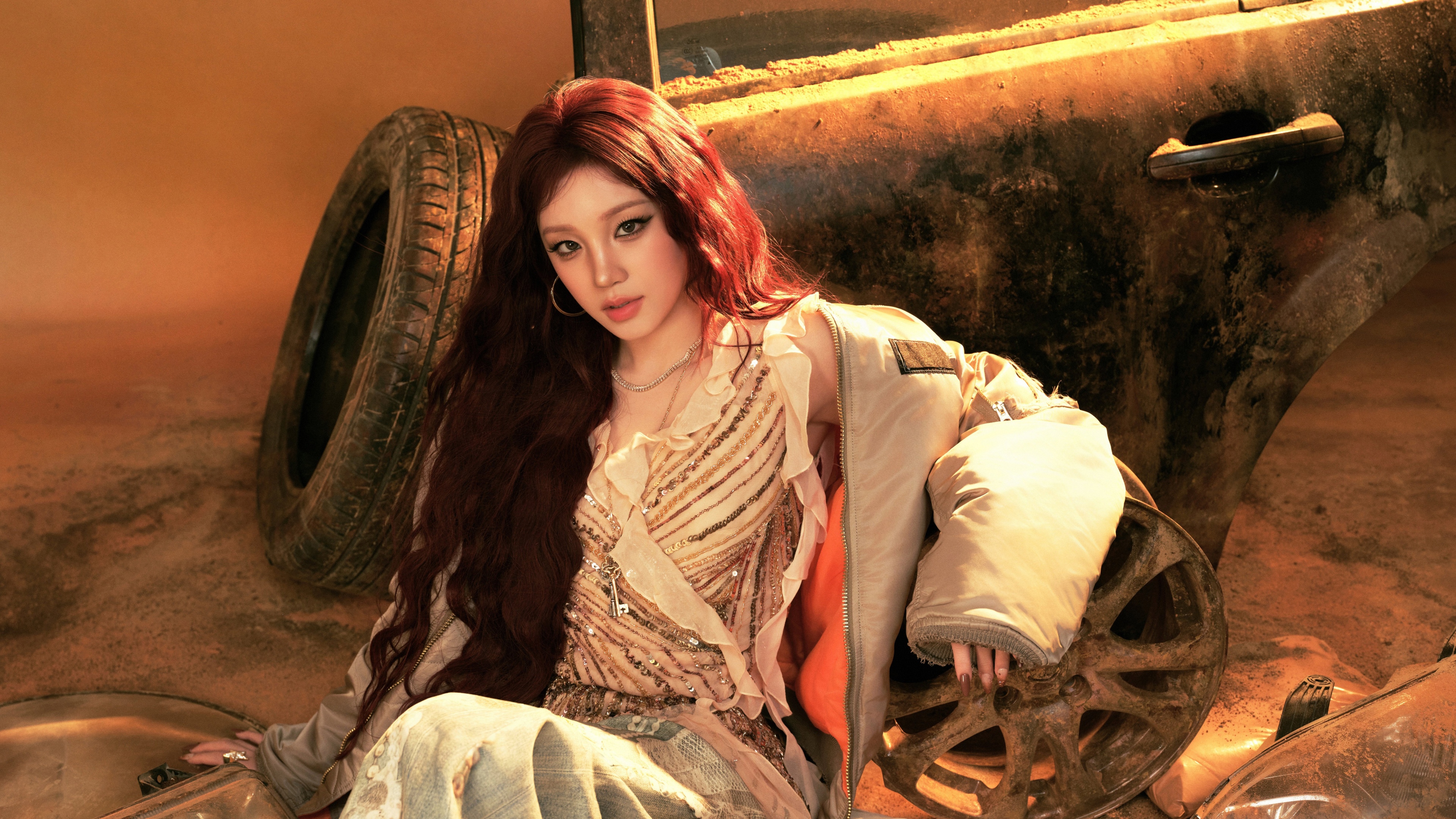 A high-resolution, detailed portrait of K-Pop singer Yuqi from the group (G)I-DLE.