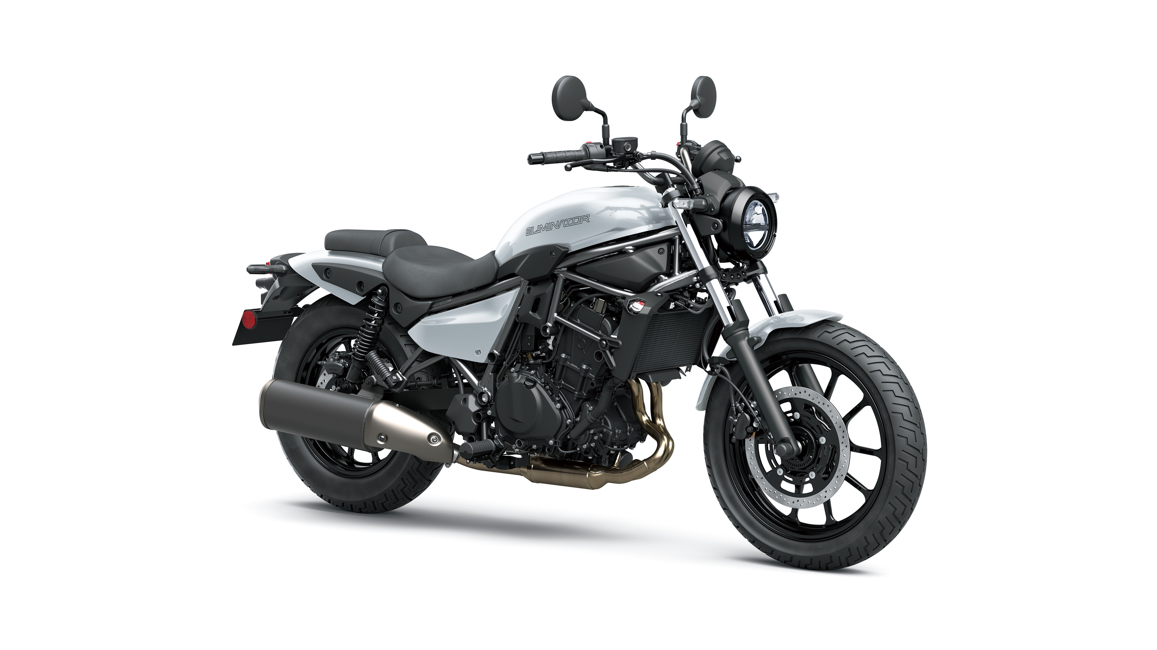A high-resolution, detailed 2025 cruiser motorcycle isolated on a solid white background.