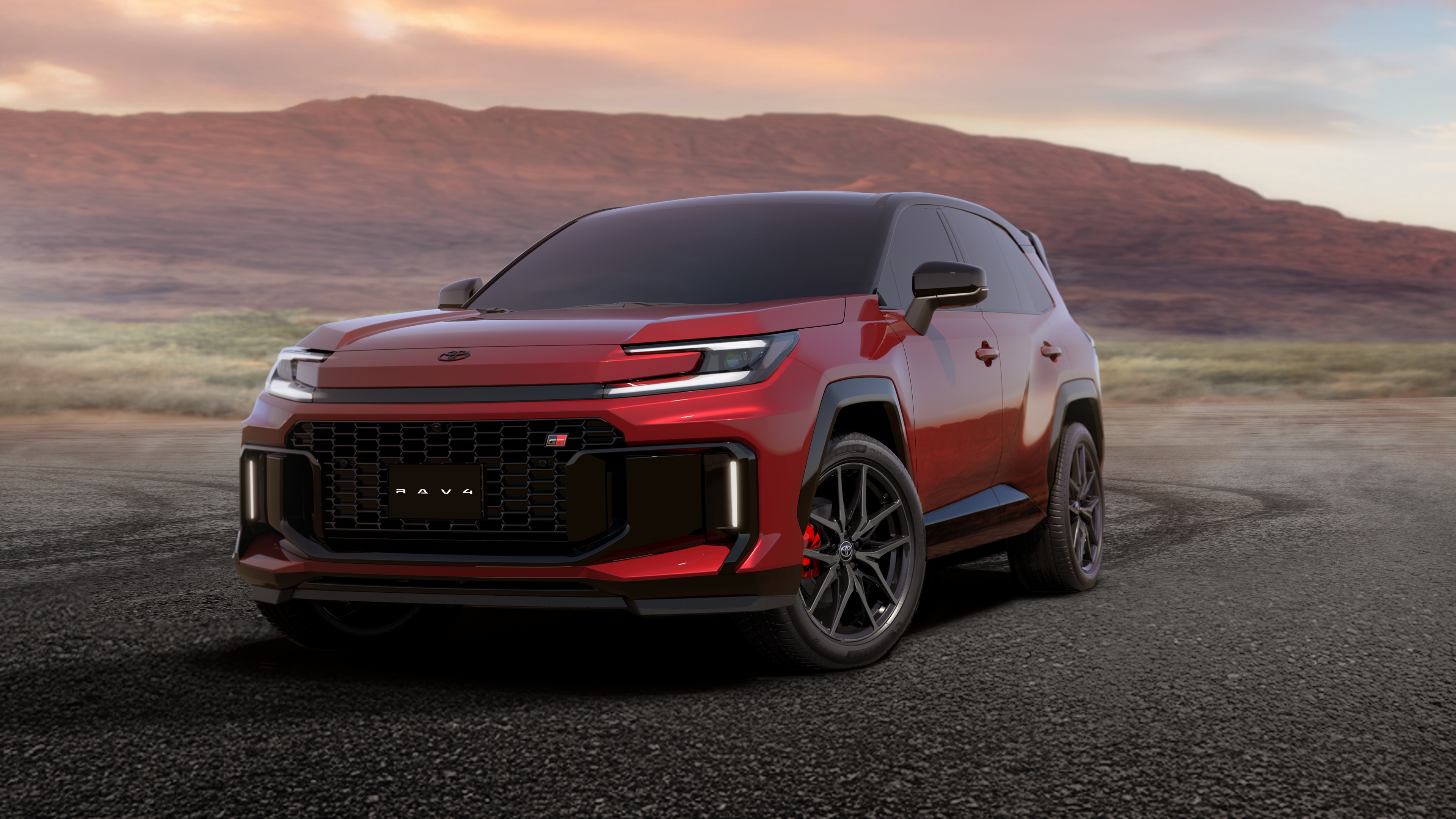 A high-resolution, detailed view of the 2026 Toyota RAV4 PHEV GR Sport in All-Wheel Drive configuration, highlighting its sporty design.