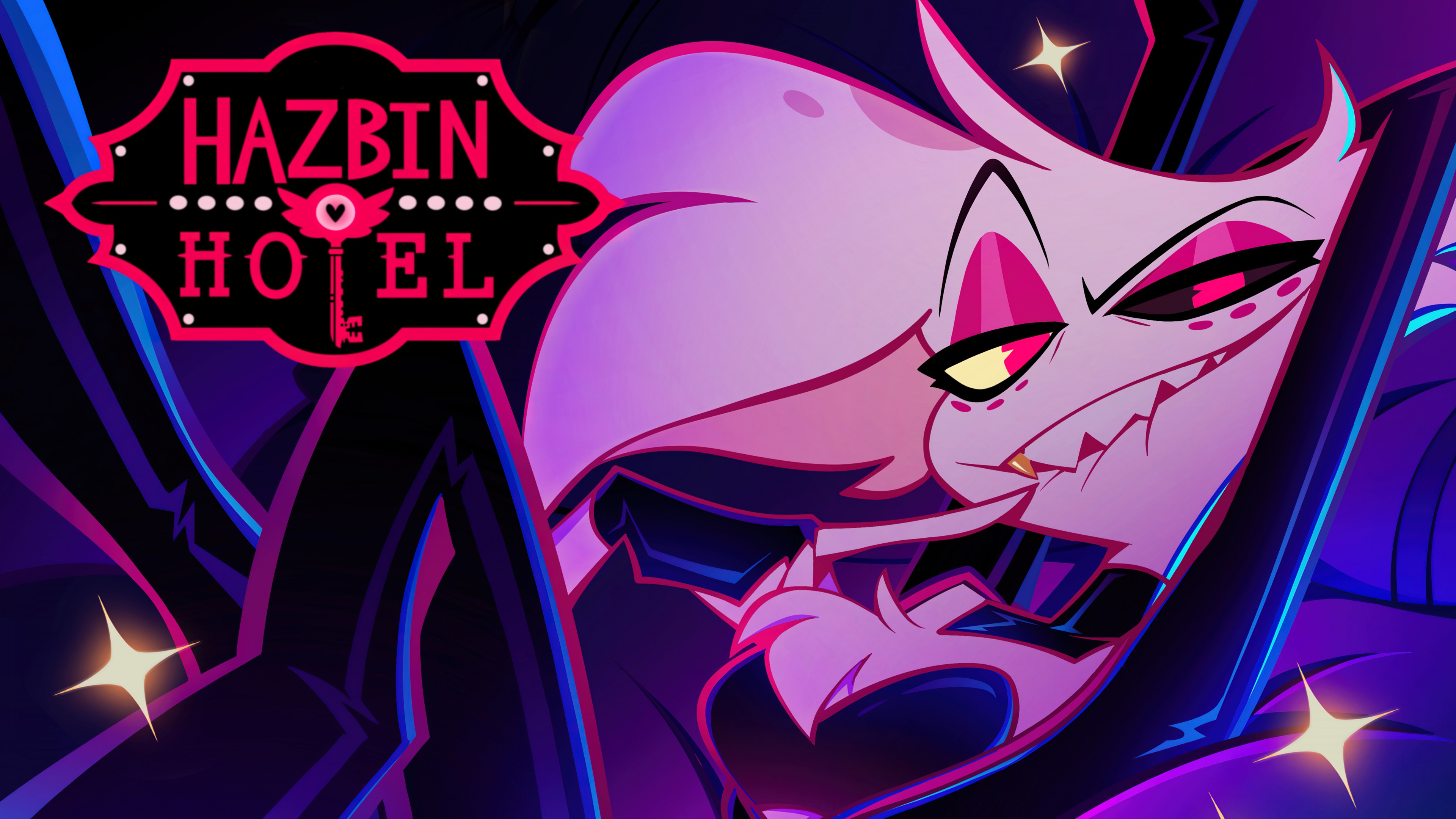 Alastor from Hazbin Hotel featuring his signature wide smile and radio-themed appearance.